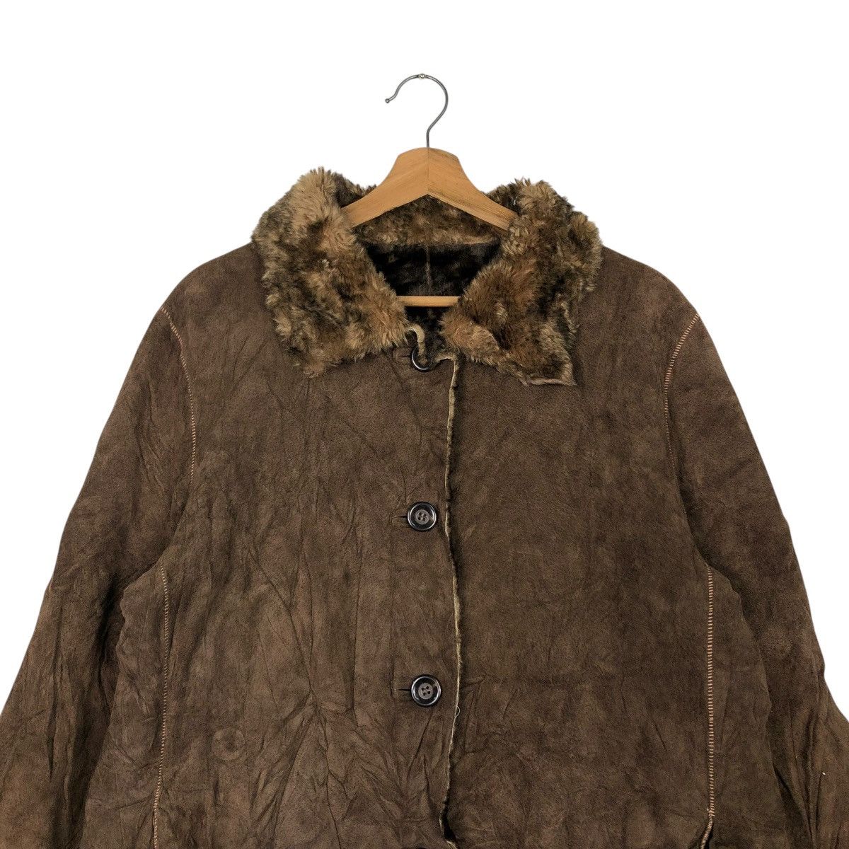 Japanese Brand 🔥VINTAGE LEATHER JACKET BLANKET FUR NY COMPANY ISSEY MIYAKE Size US XL / EU 56 / 4 - 5 Thumbnail