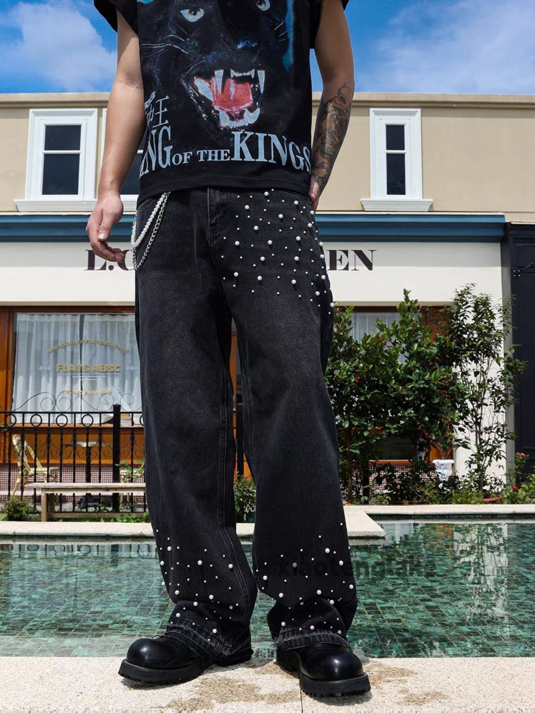 Vintage Custom washed faded loose baggy skate hiphop jeans Size US 34 / EU 50 - 3 Thumbnail