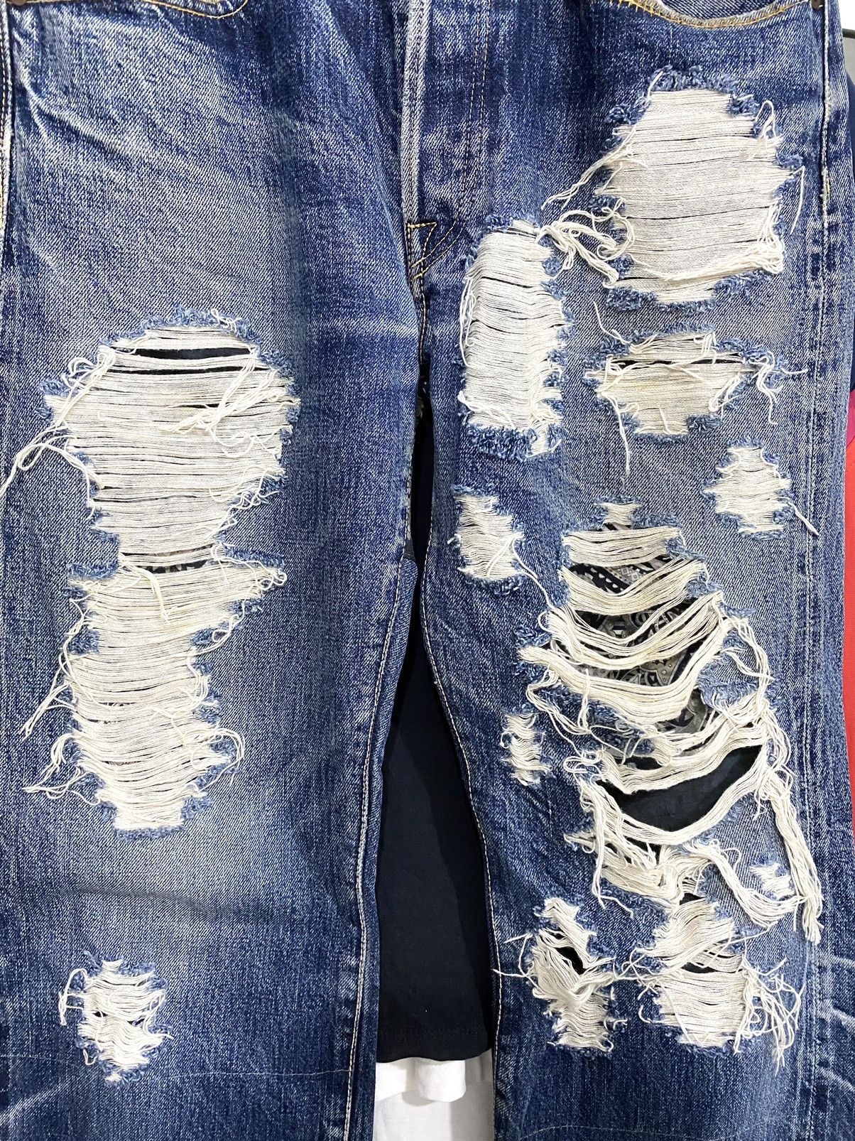 Kapital OG Rare Kapital Hand Made heavy Distressed Trompe l'oeil Size US 32 / EU 48 - 4 Thumbnail