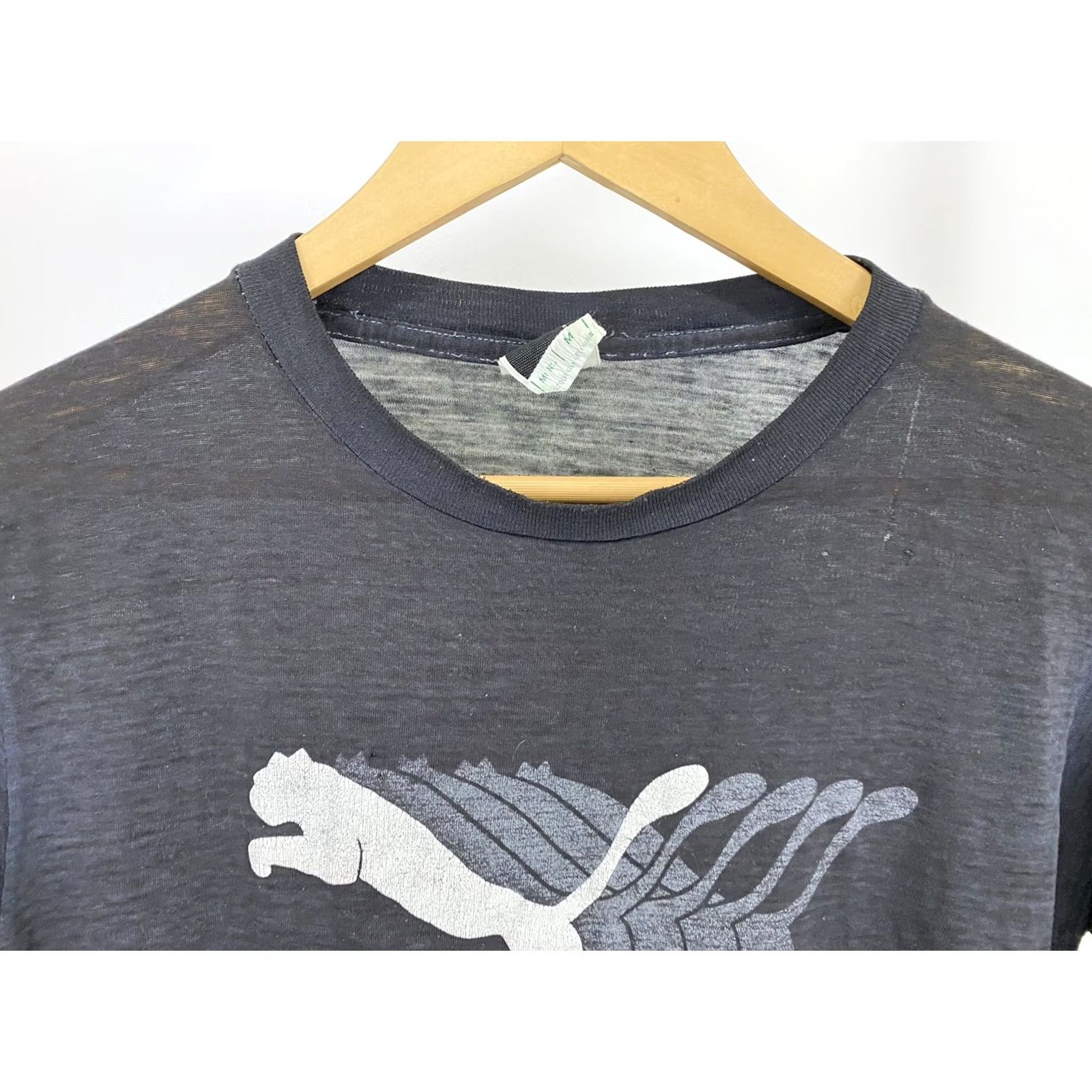 Puma VTG Puma 80s Grunge Distressed Faded 50/50 T-Shirt M Black Short Sleeve Shirt Mens Size US M / EU 48-50 / 2 - 3 Thumbnail
