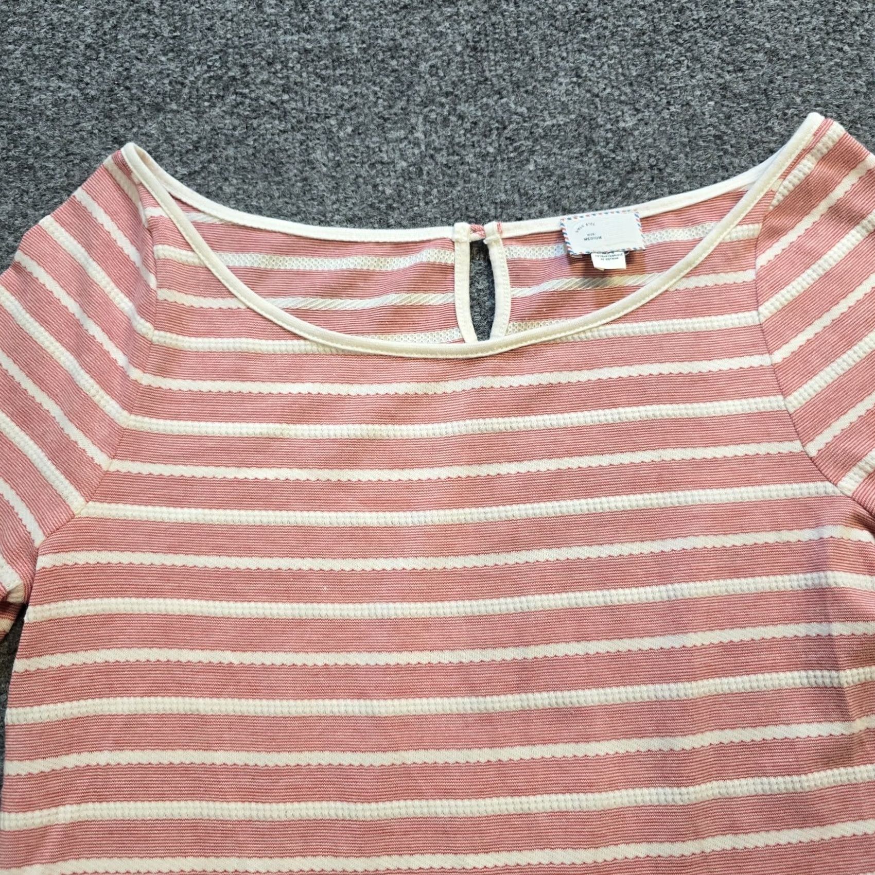 Anthropologie Postmark Anthropologie Top Womens Medium Red White Stripe Boat Neck Nautical Shirt Blouse Knit Long Sleeve Casual NY? Size M / US 6-8 / IT 42-44 - 2 Thumbnail