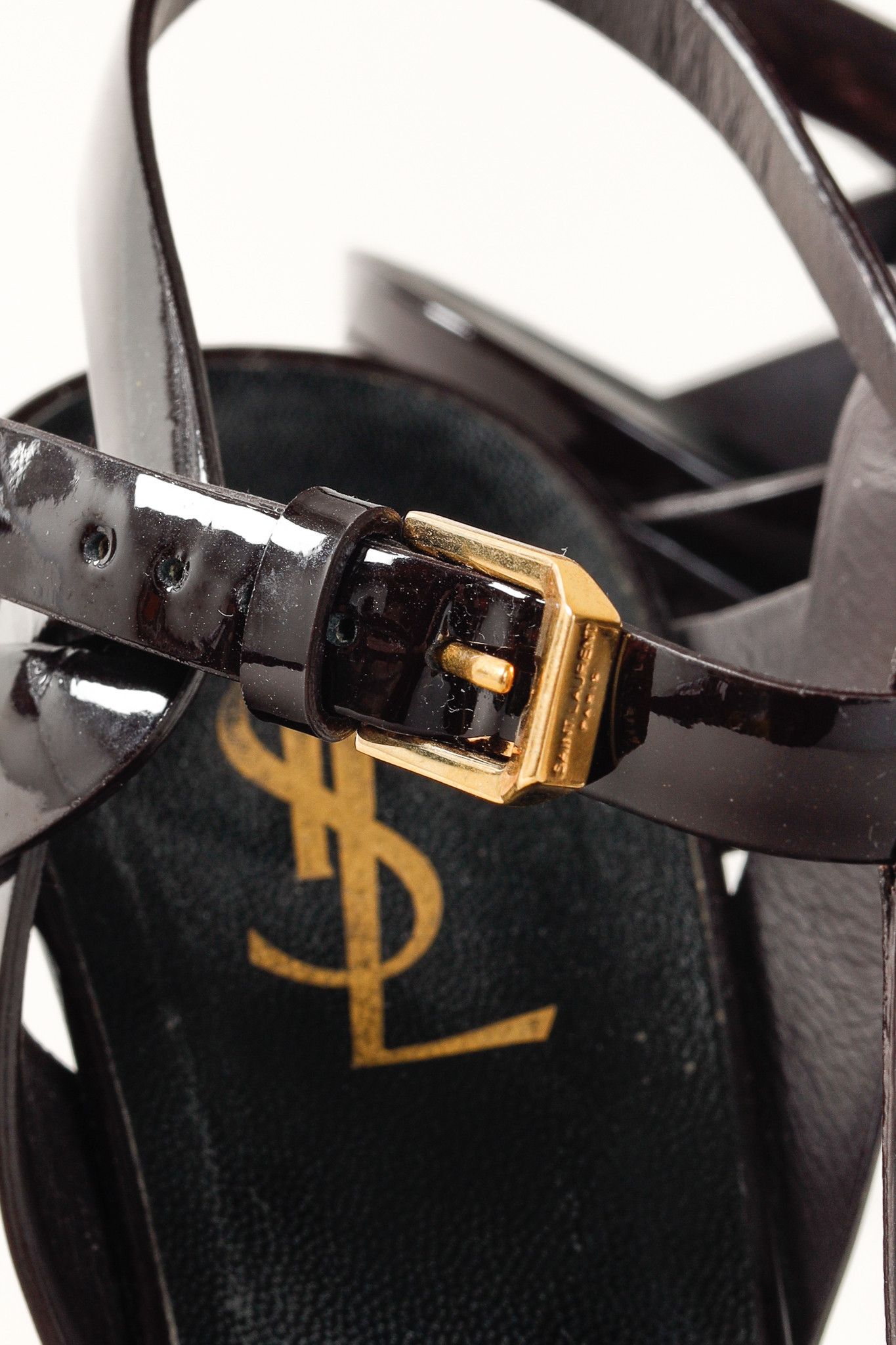 Yves Saint Laurent Saint Laurent Tribute Patent Leather Platform Sandal Size US 8.5 / IT 38.5 - 9 Thumbnail