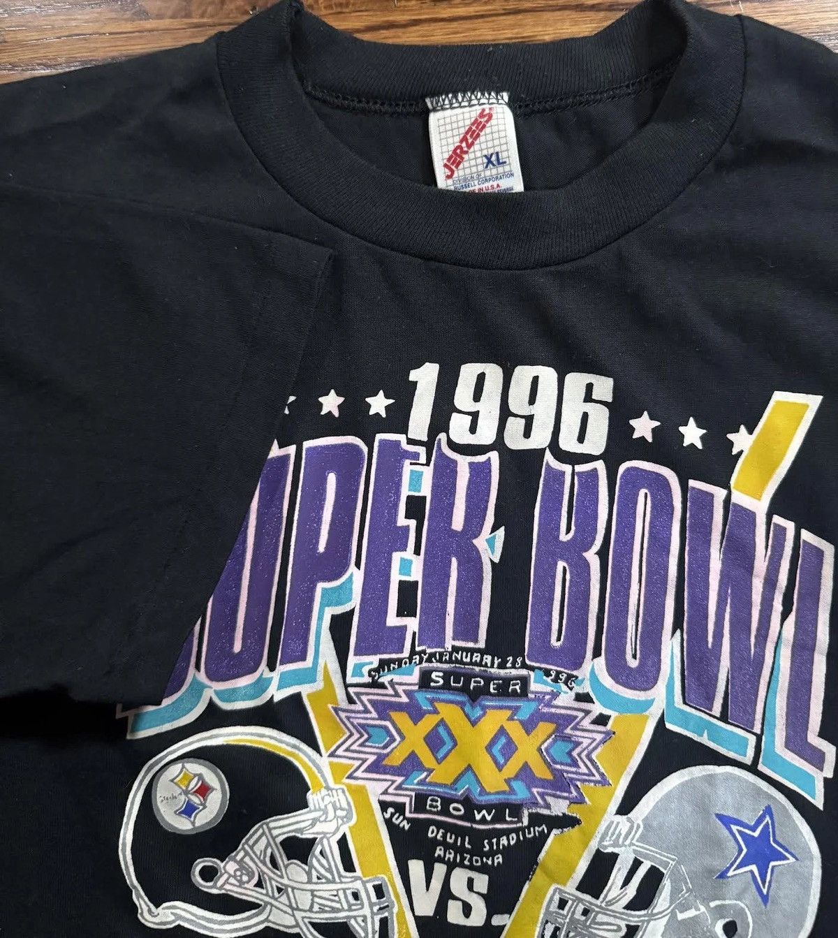 Jerzees Vintage Super Bowl XXX 1996 Steelers Vs Cowboys T Shirt XL Size US XL / EU 56 / 4 - 2 Thumbnail