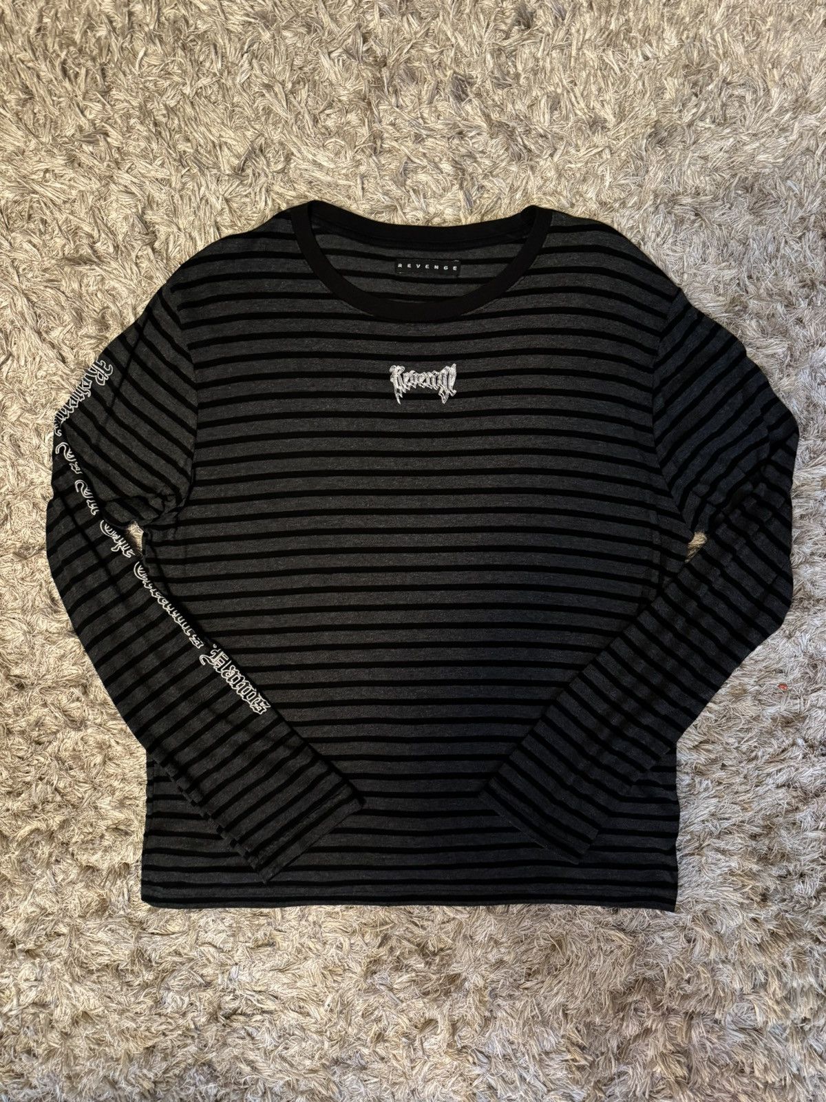 Revenge Black hot striped long sleeve size large