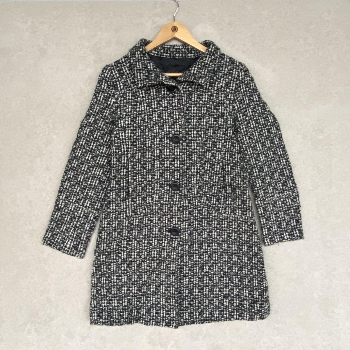 Other Vintage Black And White Tweetd Coat With Collar And Button Size L / US 10 / IT 46 - 1 Thumbnail