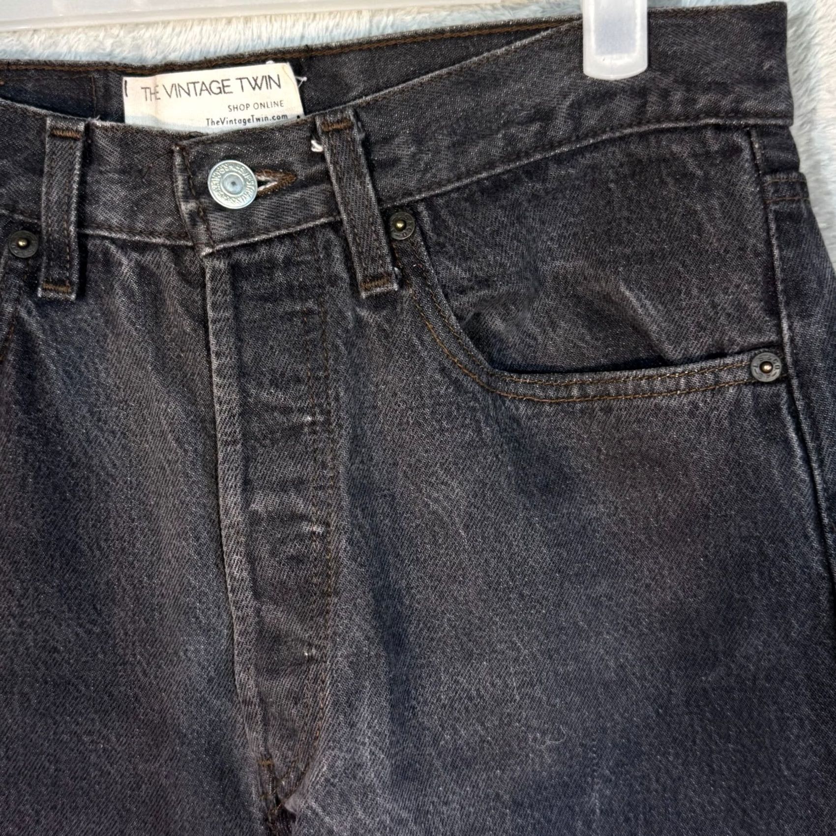 Levi's VINTAGE Levi’s 501 Jeans Men’s 31 x 30 Black Denim Button Fly Straight Leg Size US 31 - 4 Thumbnail