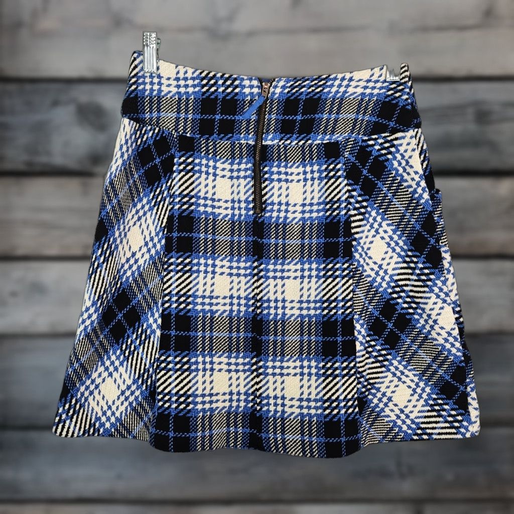 Vintage Maeve Plaid Skirt Womens Sz 4 Blue White Cotton Pockets A-Line Short Size 27" / US 4 / IT 40 - 1 Thumbnail