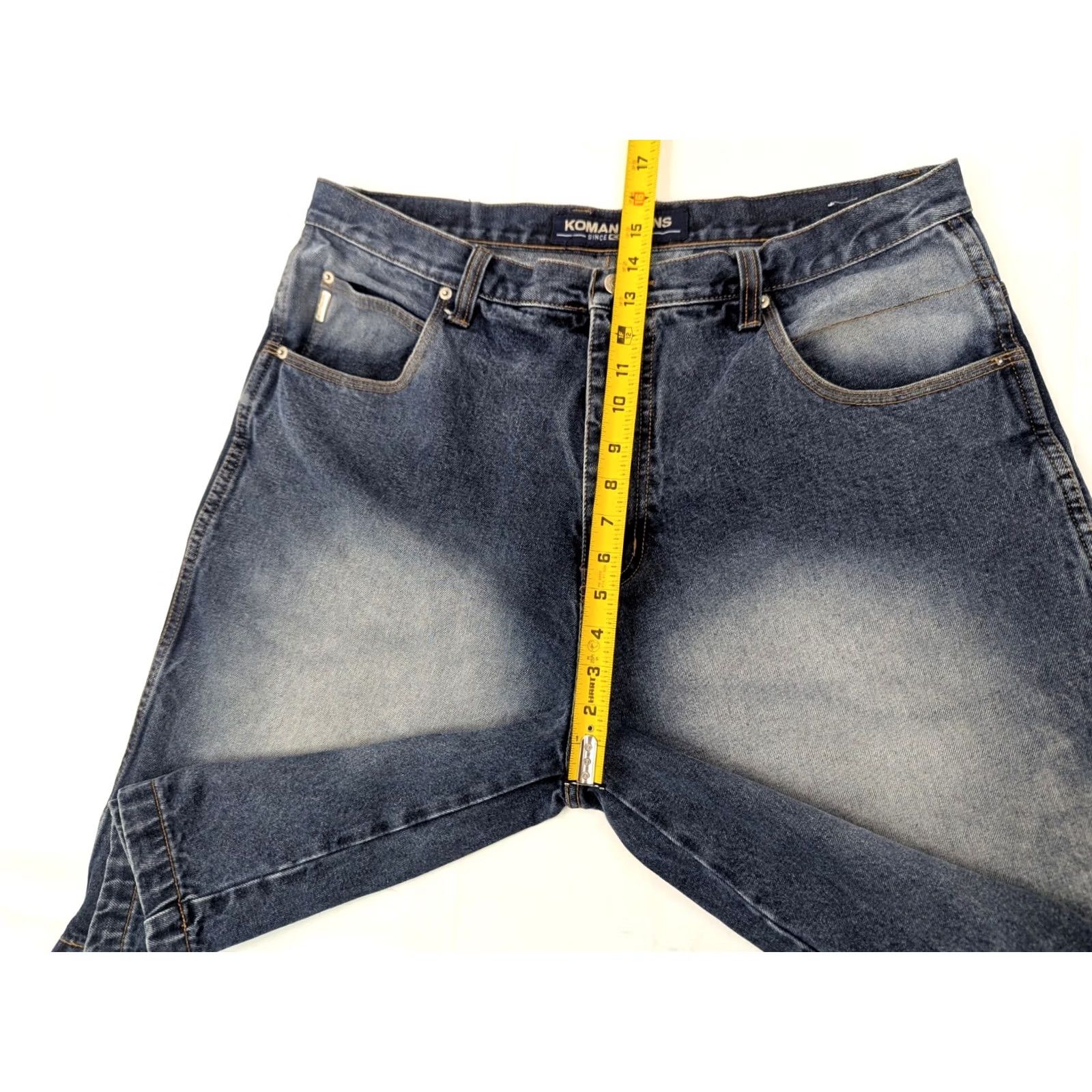 Denime KOMAN Baggy Denim Shorts 38x13 Men Blue Cotton Hip Hop Vintage Vtg Baggy Straight Front Zip Button Pockets 13 Inseam 38 Waist Size US 38 / EU 54 - 5 Thumbnail