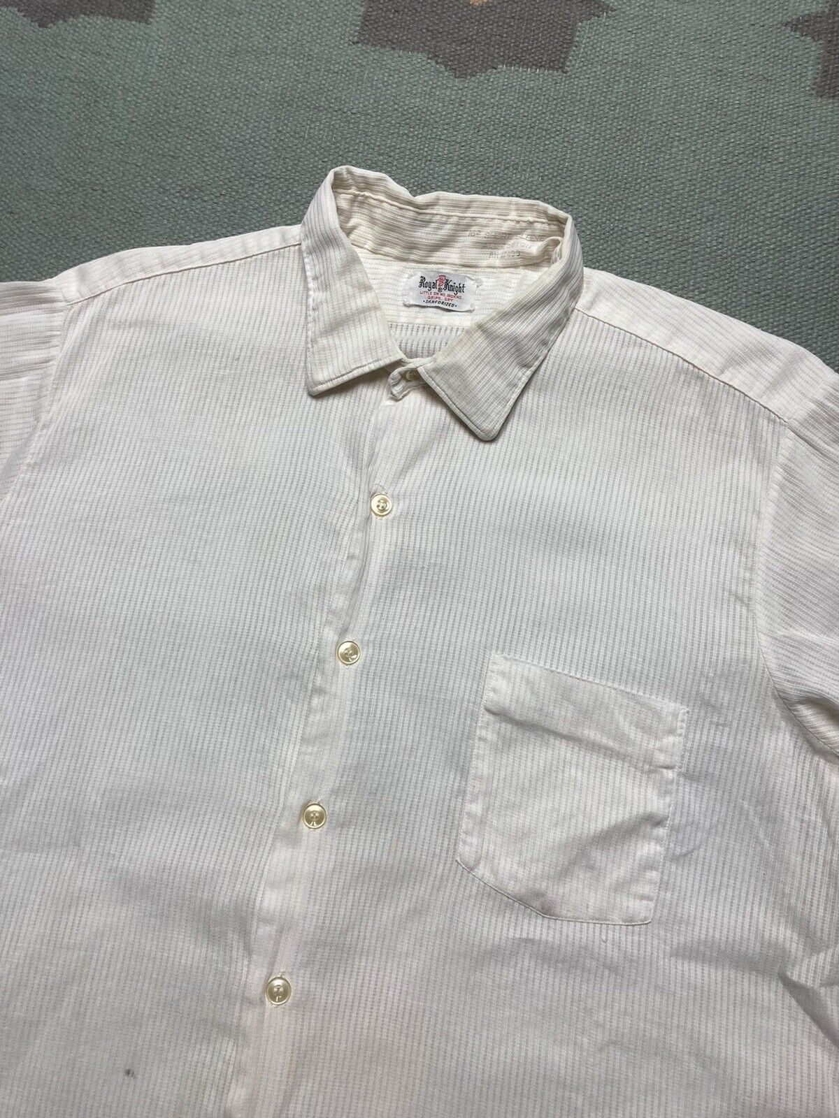 Vintage 50s button shirt royal knight sanforized cotton textured L Size US L / EU 52-54 / 3 - 5 Thumbnail