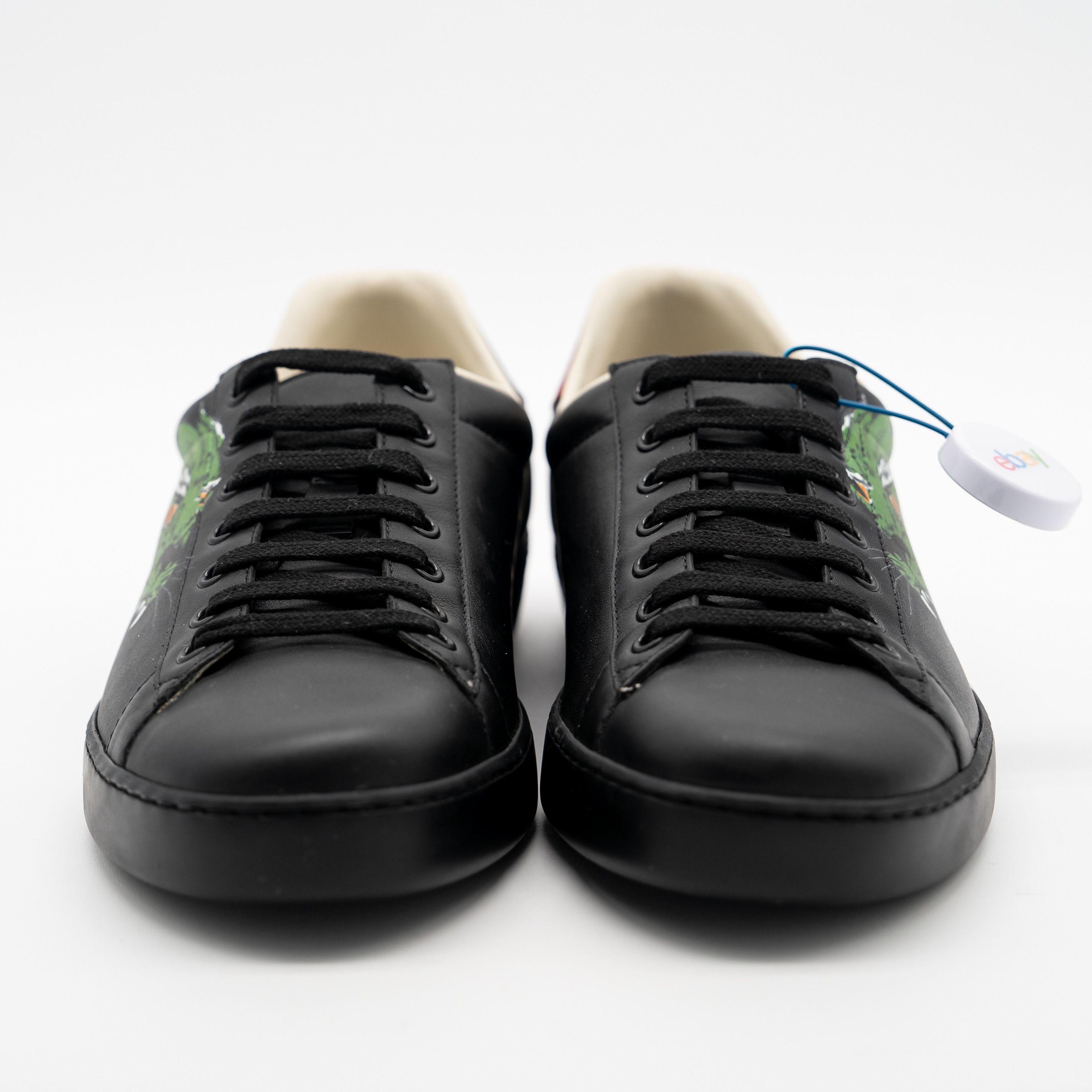 Gucci 8.5G 9 US Gucci Ace Panther Leather Sneakers Black Green Size US 9 / EU 42 - 2 Thumbnail