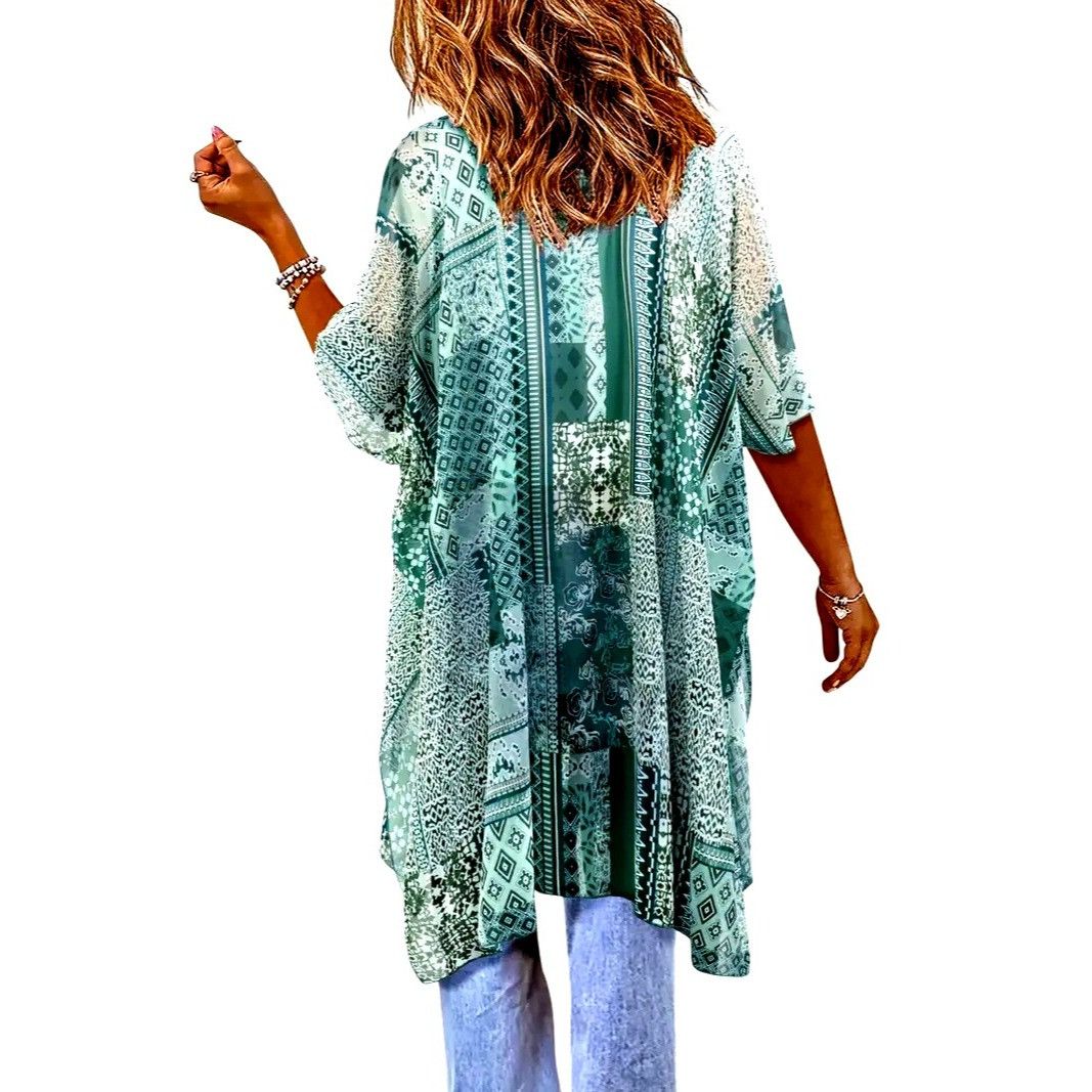 Other CCC Bohemian Style Patchwork Cape Lightweight Sheer Fabric E Size ONE SIZE - 6 Thumbnail