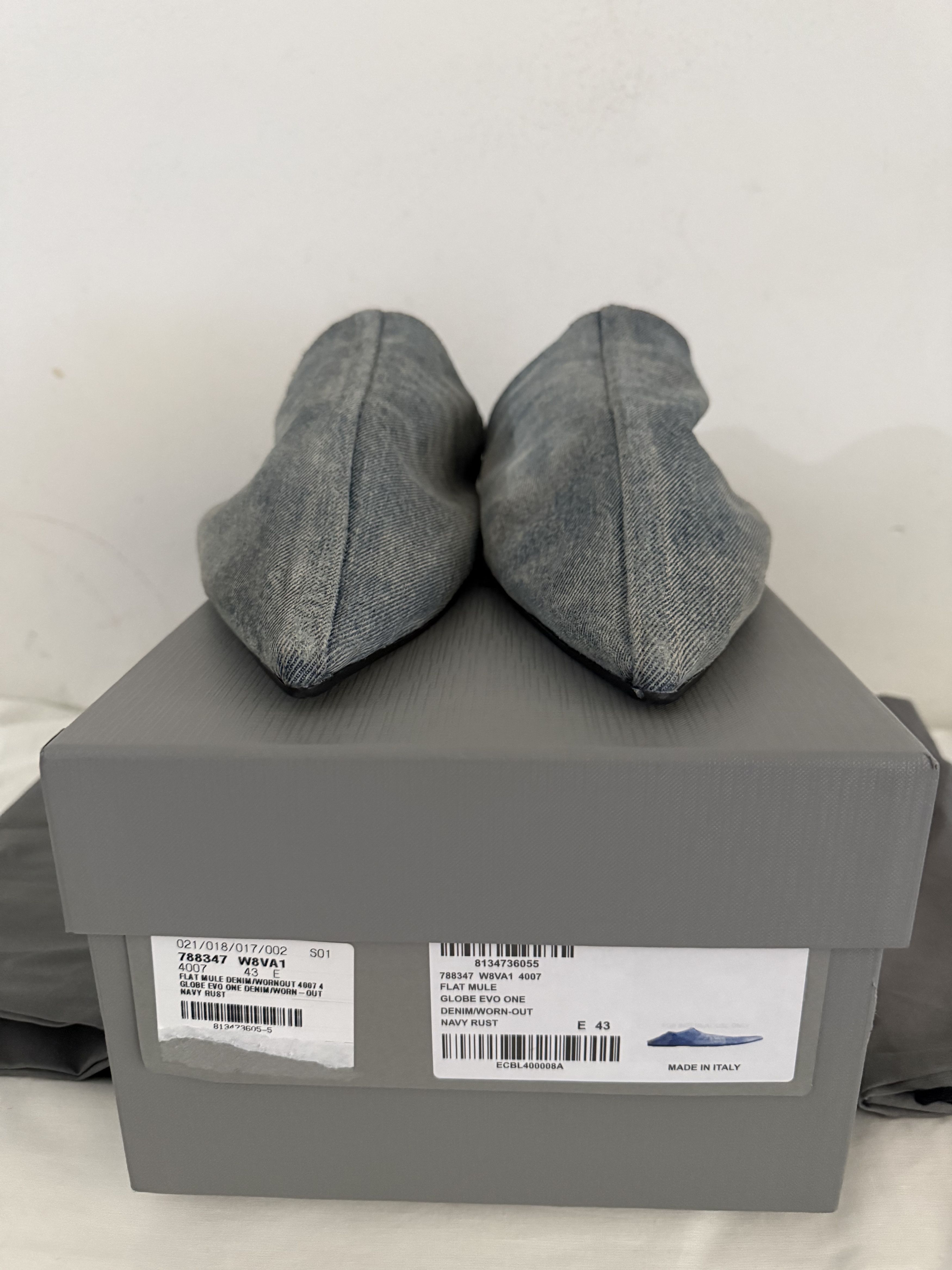 Balenciaga Calfskin Denim Babouche Mules Size US 10 / EU 43 - 3 Thumbnail