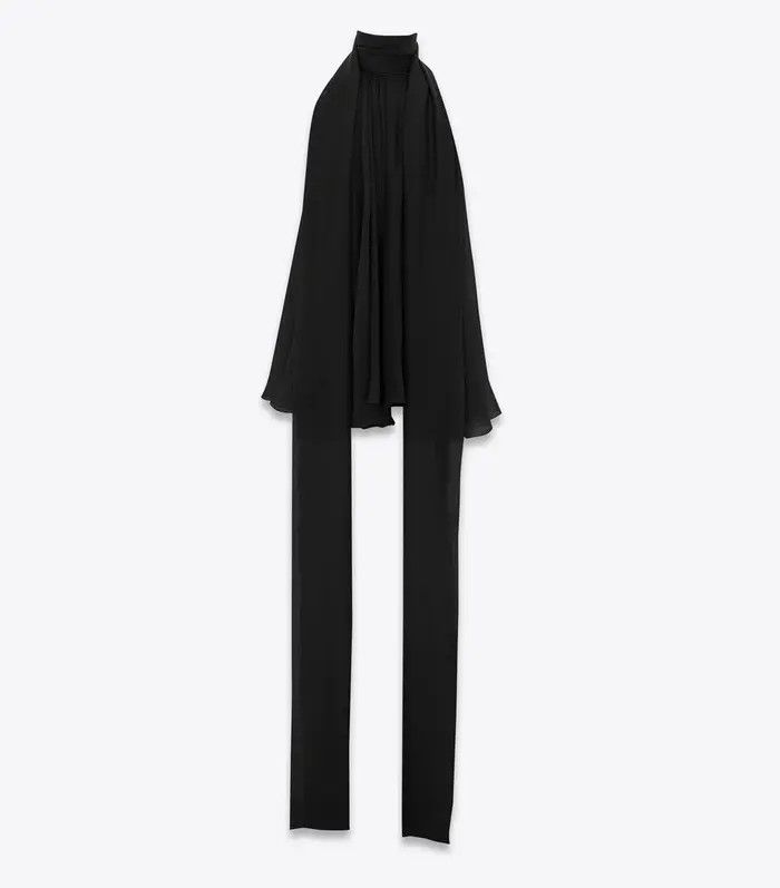 Saint Laurent Paris o1la1rc1a1225 780292 Lavallière-Neck Silk Muslin Tank Top Size US XL / EU 56 / 4 - 5 Thumbnail