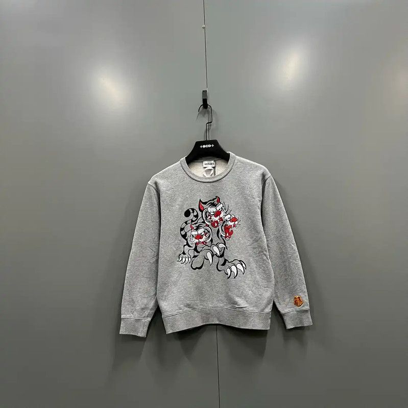 Kenzo KENZO Gray Cotton Long Sleeve Sweatshirt 0089 Size S / US 4 / IT 40 - 1 Thumbnail