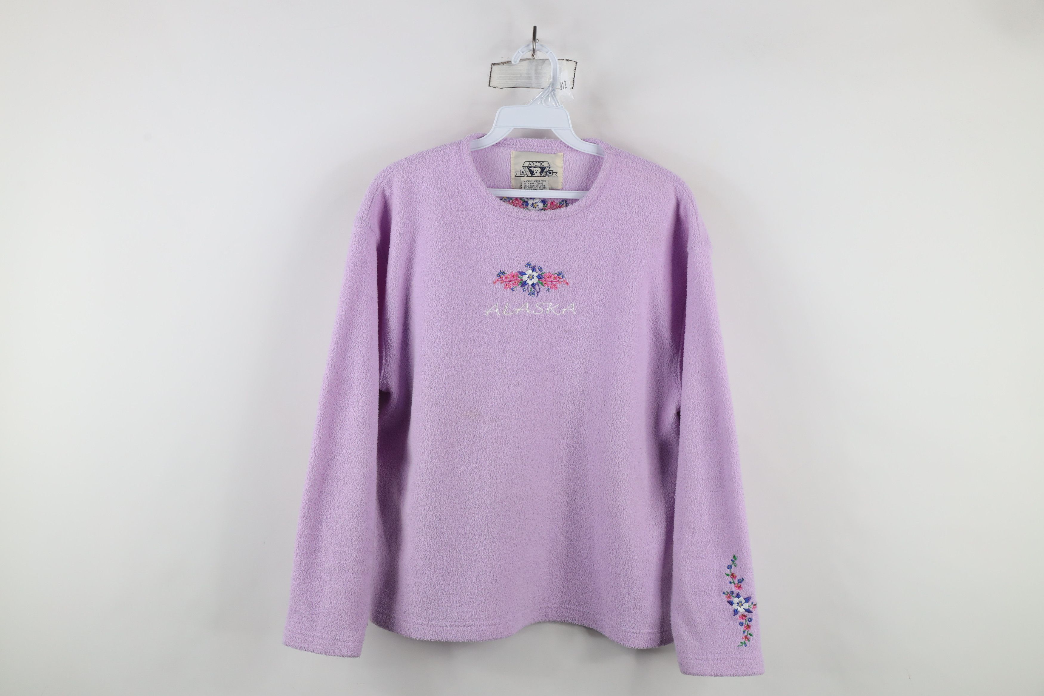 Vintage Vintage 90s Streetwear Alaska Flower Fleece Sweatshirt Size S / US 4 / IT 40 - 1 Thumbnail