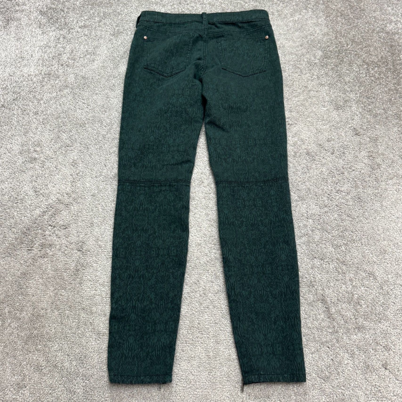 Vintage Pilcro And The Letter Press Jacquard Ankle Zip Denim Jeans Womens 26 Green 28x28 Size 26" / US 2 / IT 38 - 2 Thumbnail