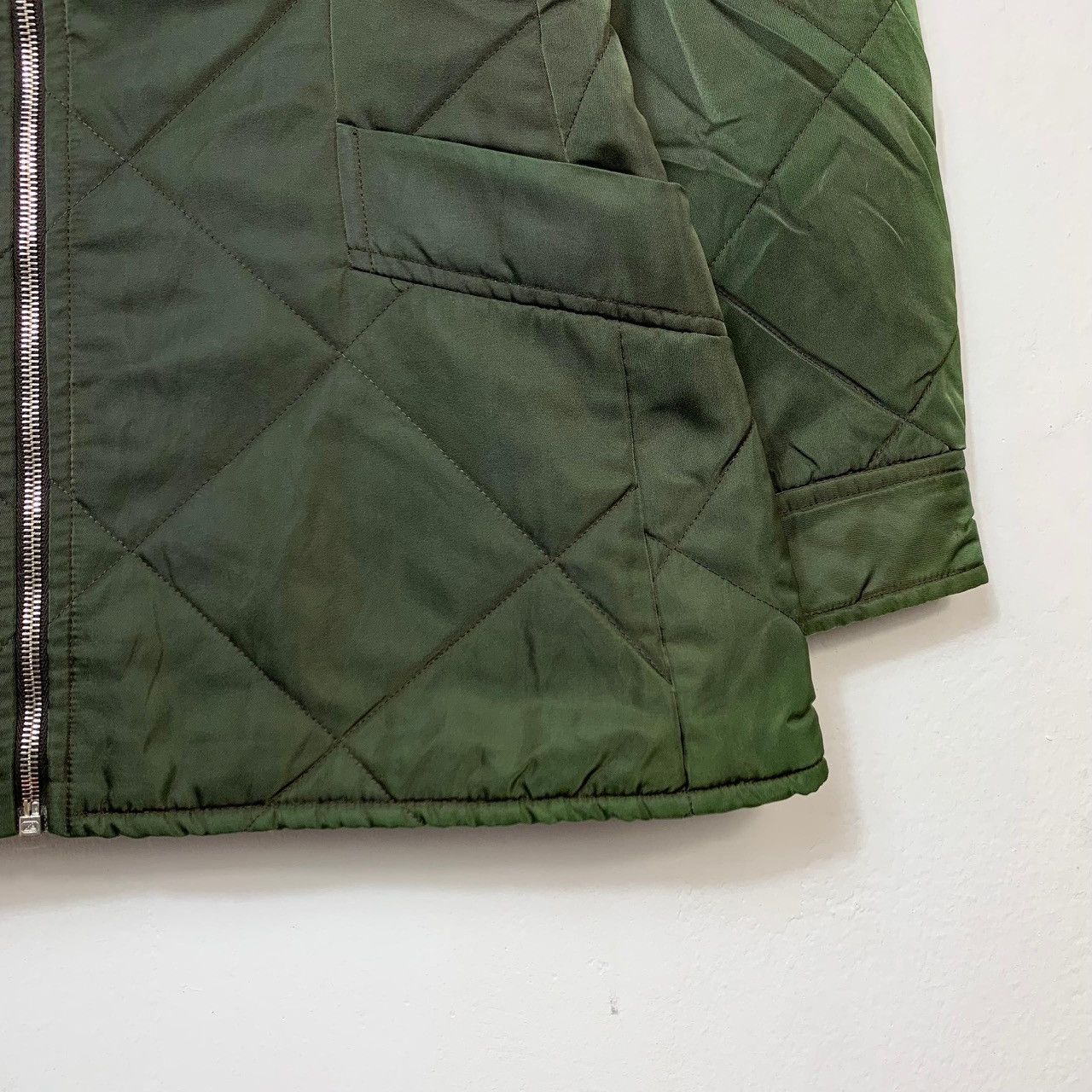 Dolce & Gabbana Vintage Olive Green Diamond Quilted Military Liner Jacket Size US M / EU 48-50 / 2 - 7 Thumbnail