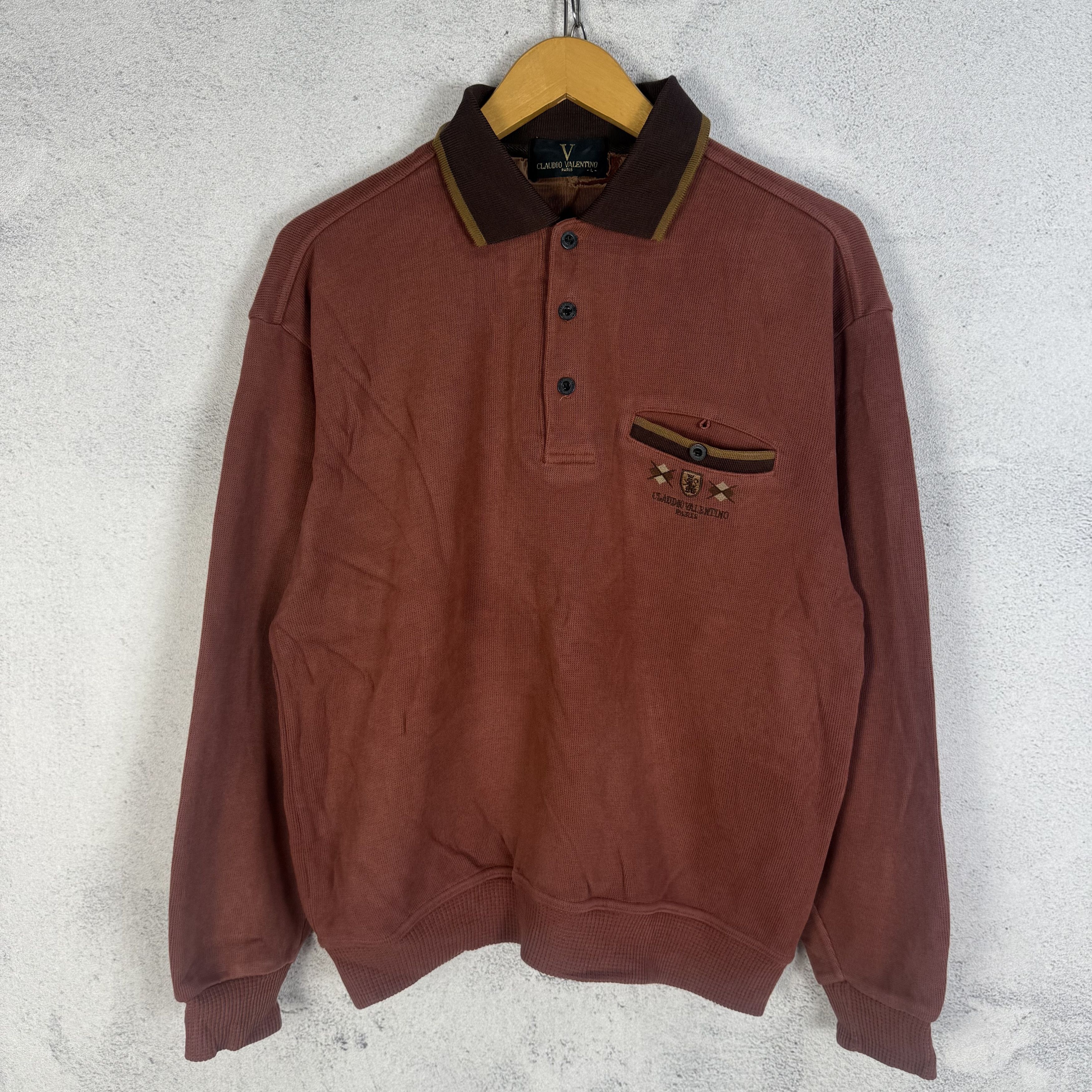 Valentino Vintage Claudio Valentino Collared Sweatshirt Crewneck Size US M / EU 48-50 / 2 - 1 Thumbnail