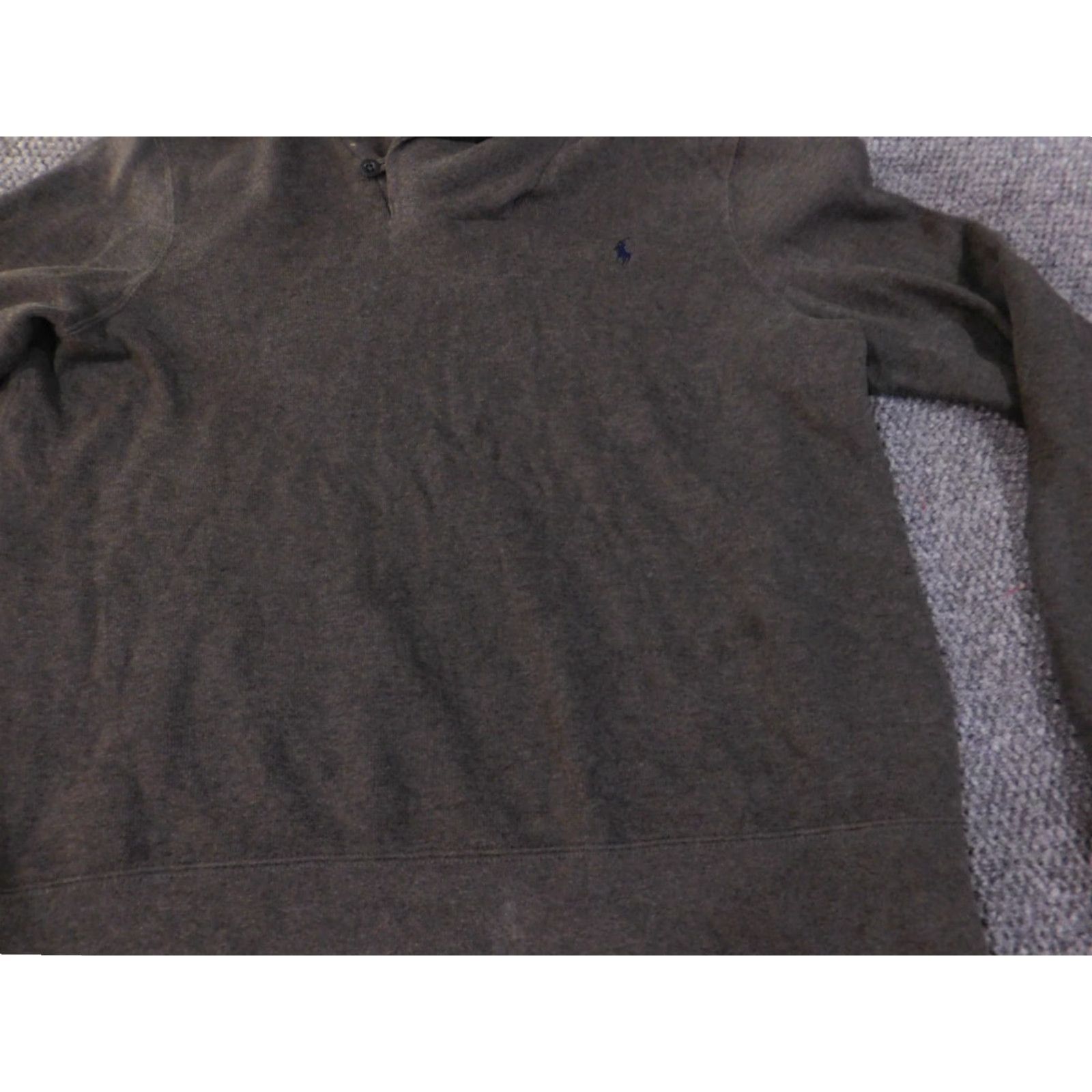 Polo Ralph Lauren Polo Ralph Lauren Sweater Mens XL Gray Knit Cotton Pullover Button Neck High Knit Solid Size US XL / EU 56 / 4 - 4 Thumbnail