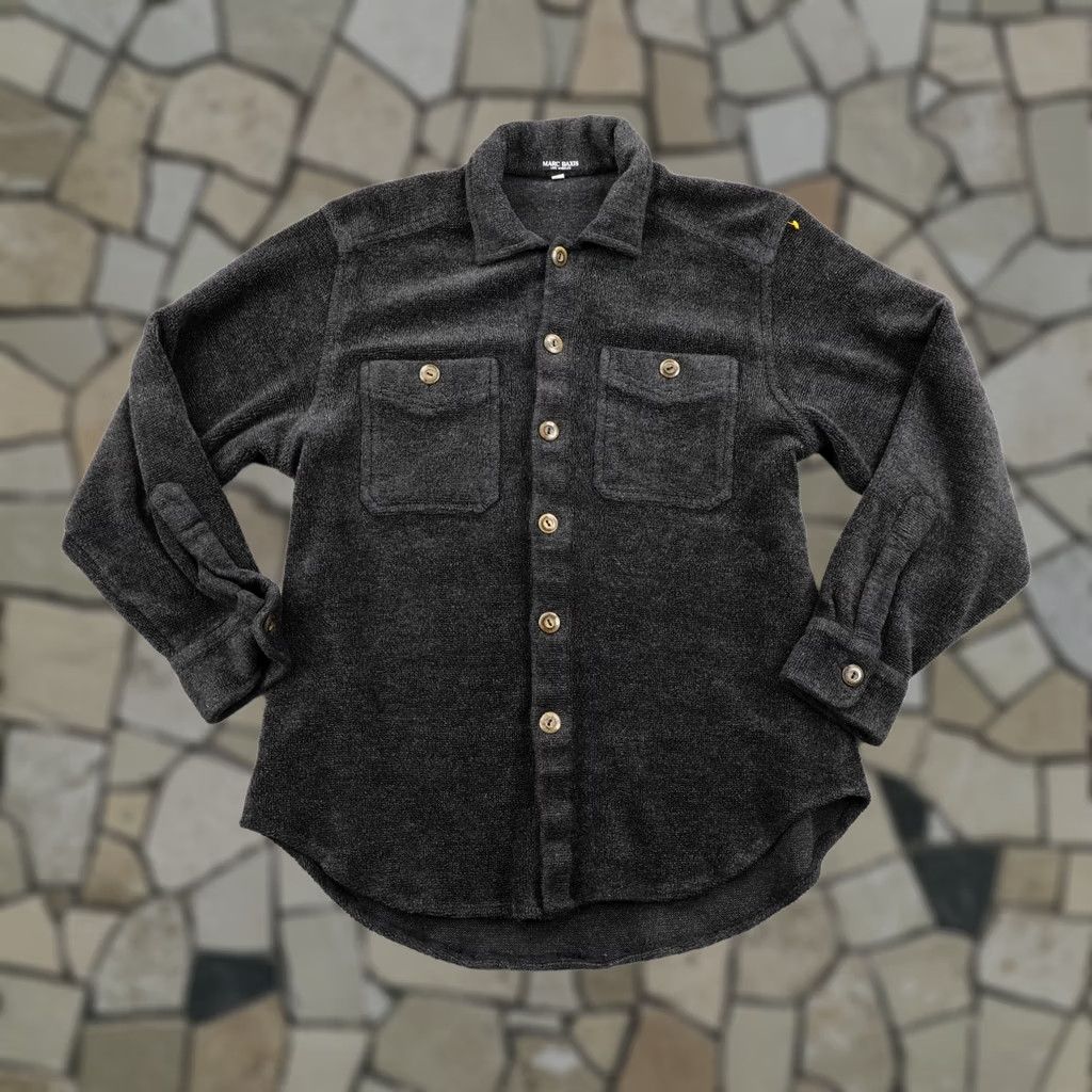 Marcs MARC BAXIS Vintage Shirt Mens Large Black Towel Terry Cloth Button Up Soft Knit Size US L / EU 52-54 / 3 - 1 Thumbnail