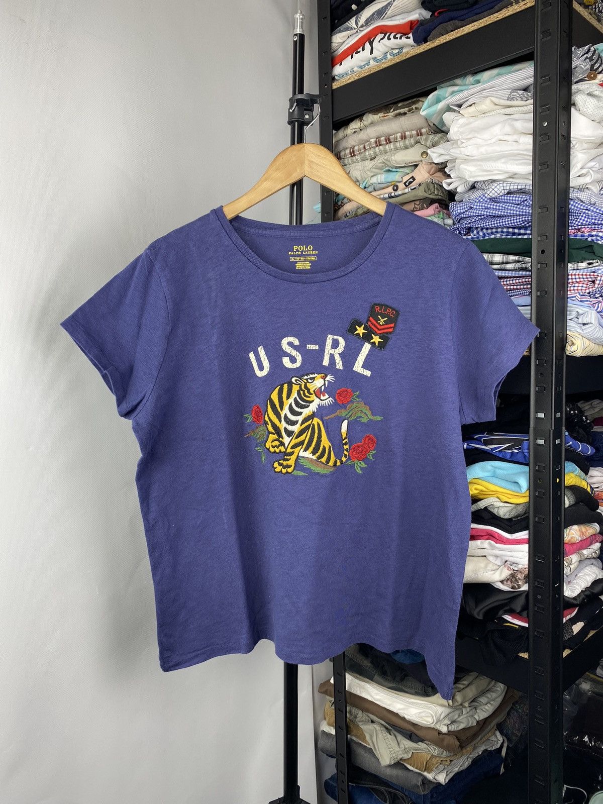 Polo Ralph Lauren × Vintage Polo Ralph Lauren Blue Wild Tiger U.S R.L T Shirt Xl Size XL / US 12-14 / IT 48-50 - 1 Thumbnail