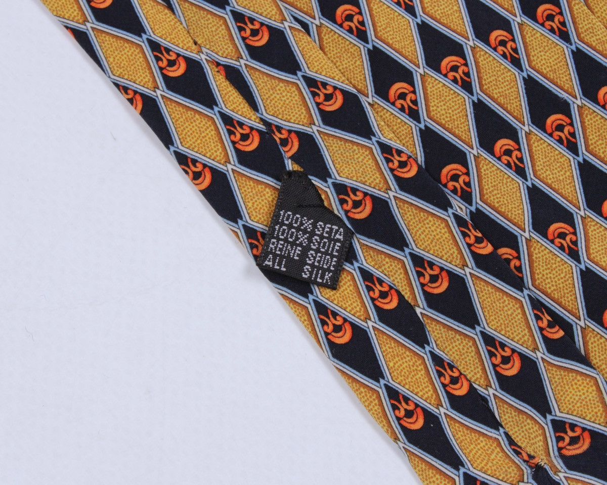Designer × Vintage × Yves Saint Laurent DIOR Vintage Gold Yellow Geometric Silk Tie Size ONE SIZE - 8 Thumbnail