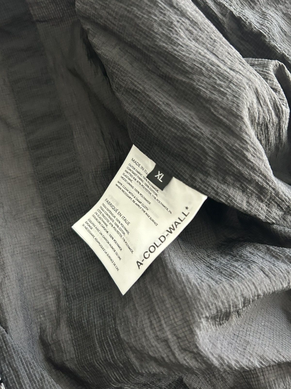 A-COLD-WALL* A Cold Wall ACW Semi Sheer Jacket Onyx Hooded Italy Size US XL / EU 56 / 4 - 5 Thumbnail
