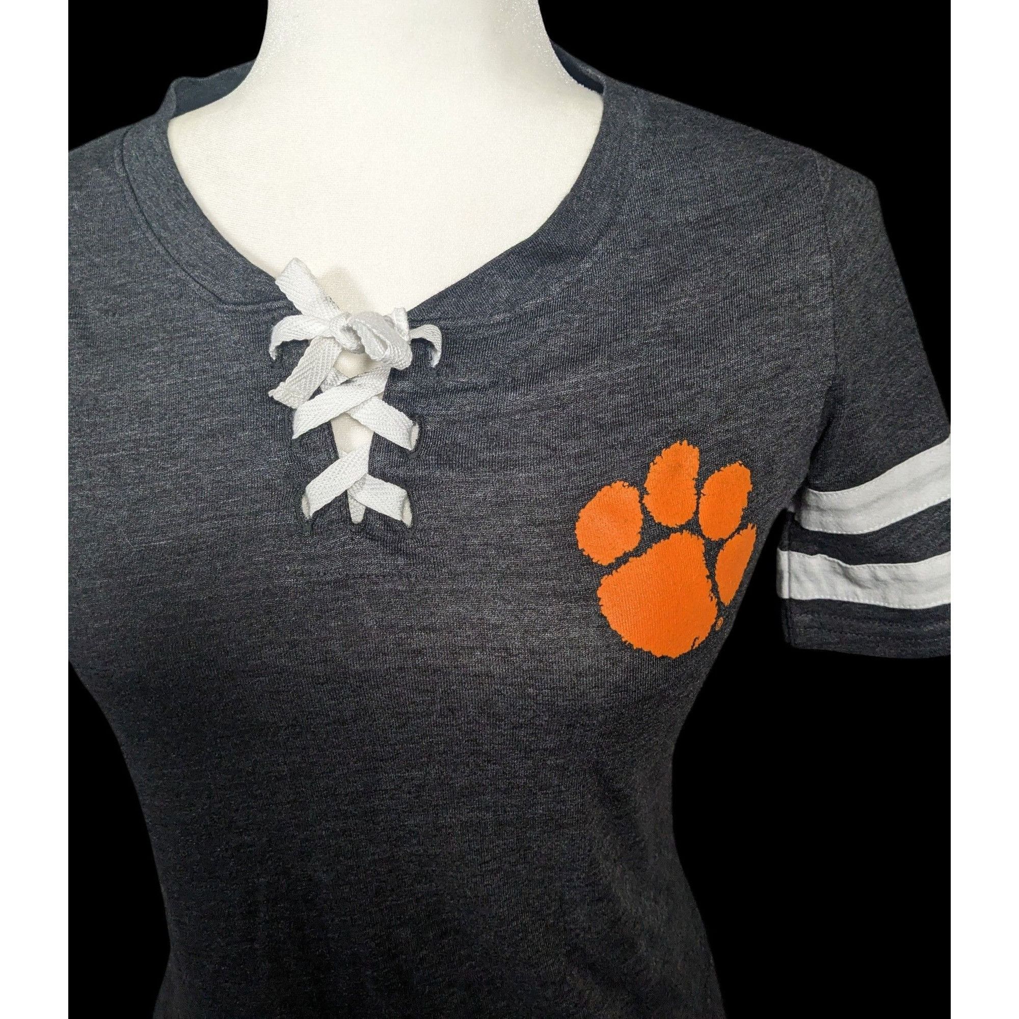 Other Charcoal Clemson Tigers All-Star Lace-Up Tri-Blend Tee Dress Size XS / US 0-2 / IT 36-38 - 3 Thumbnail
