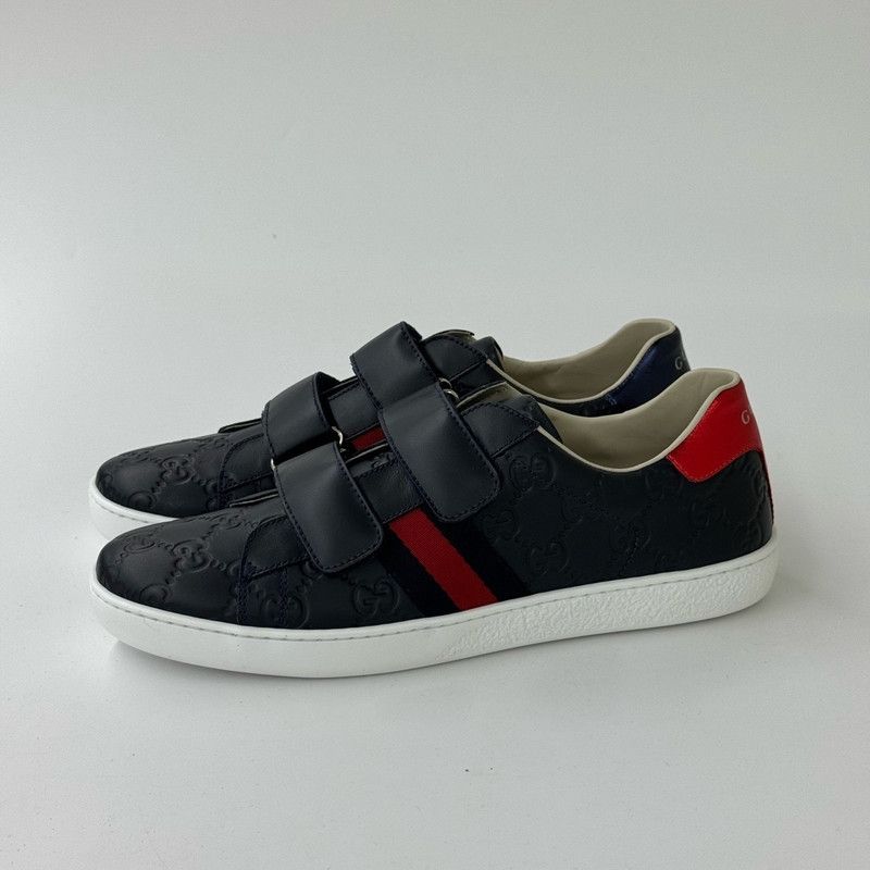 Gucci Gucci Kids' Leather Sneakers with Velcro Straps 0079 Size US 6.5 / EU 39-40 - 1 Thumbnail