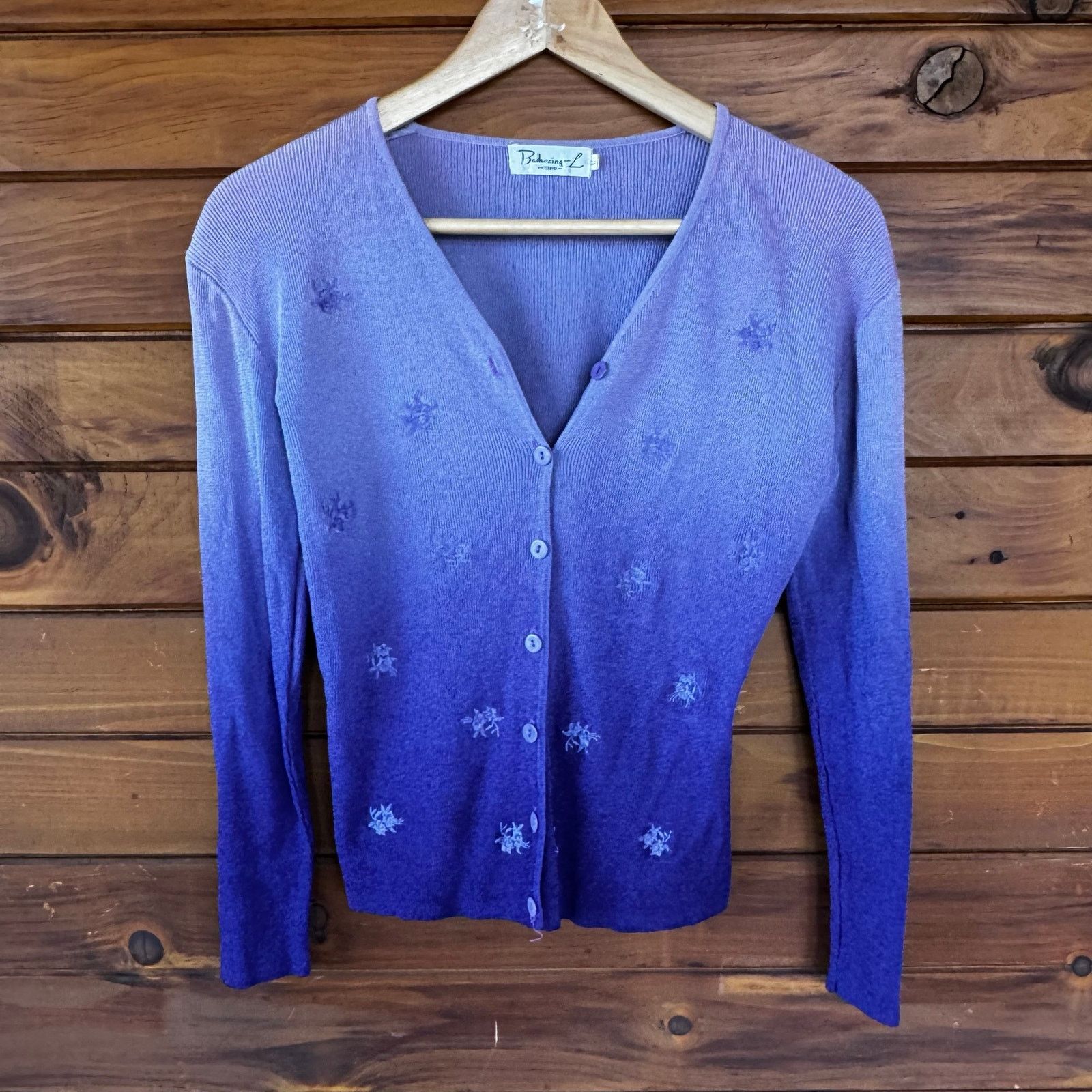 Vintage VTG 90s Bashecinq Tokyo Purple Ombre Cardigan Sweater Size 3 Size S / US 4 / IT 40 - 1 Thumbnail