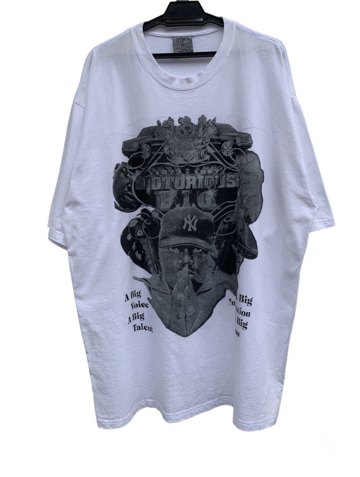 image of Band Tees x Rap Tees Vintage Notorious Big Biggie Tribute Hiphop Rap Tees in White, Men's (Size 2XL