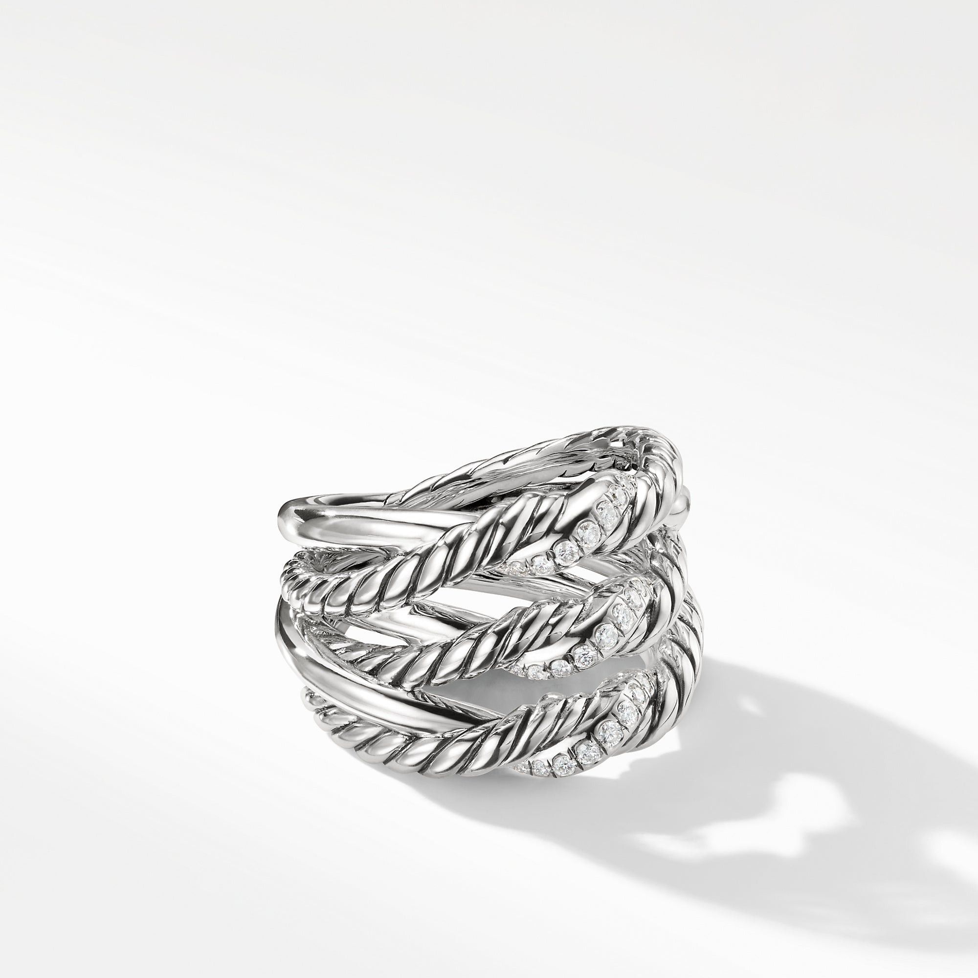 David Yurman o1w1db10325 Continuance Three Row Ring in Sterling Diamonds Size ONE SIZE - 1 Thumbnail