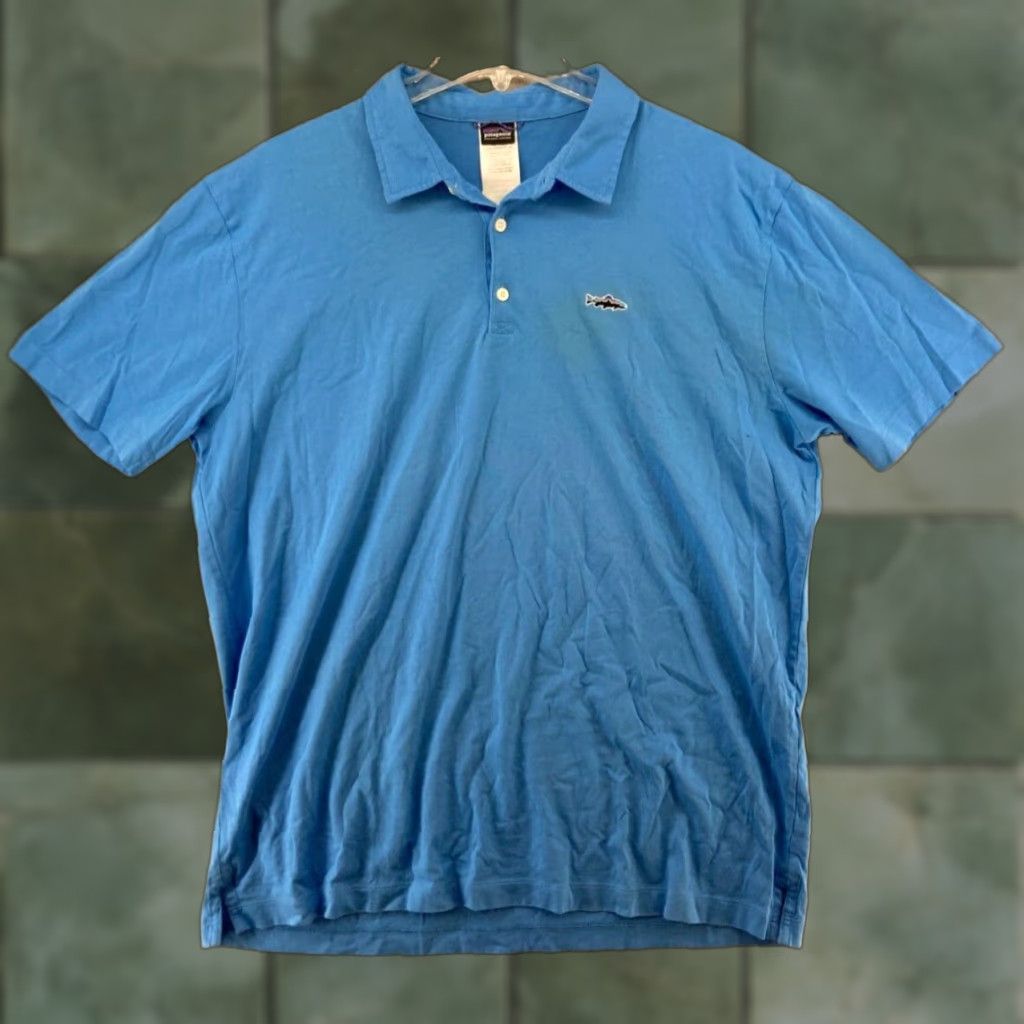 Patagonia Patagonia Polo Shirt Blue XL Men Embroidered Fish Outdoor Classic Logo Short Sleeve Polo Size US XL / EU 56 / 4 - 1 Thumbnail