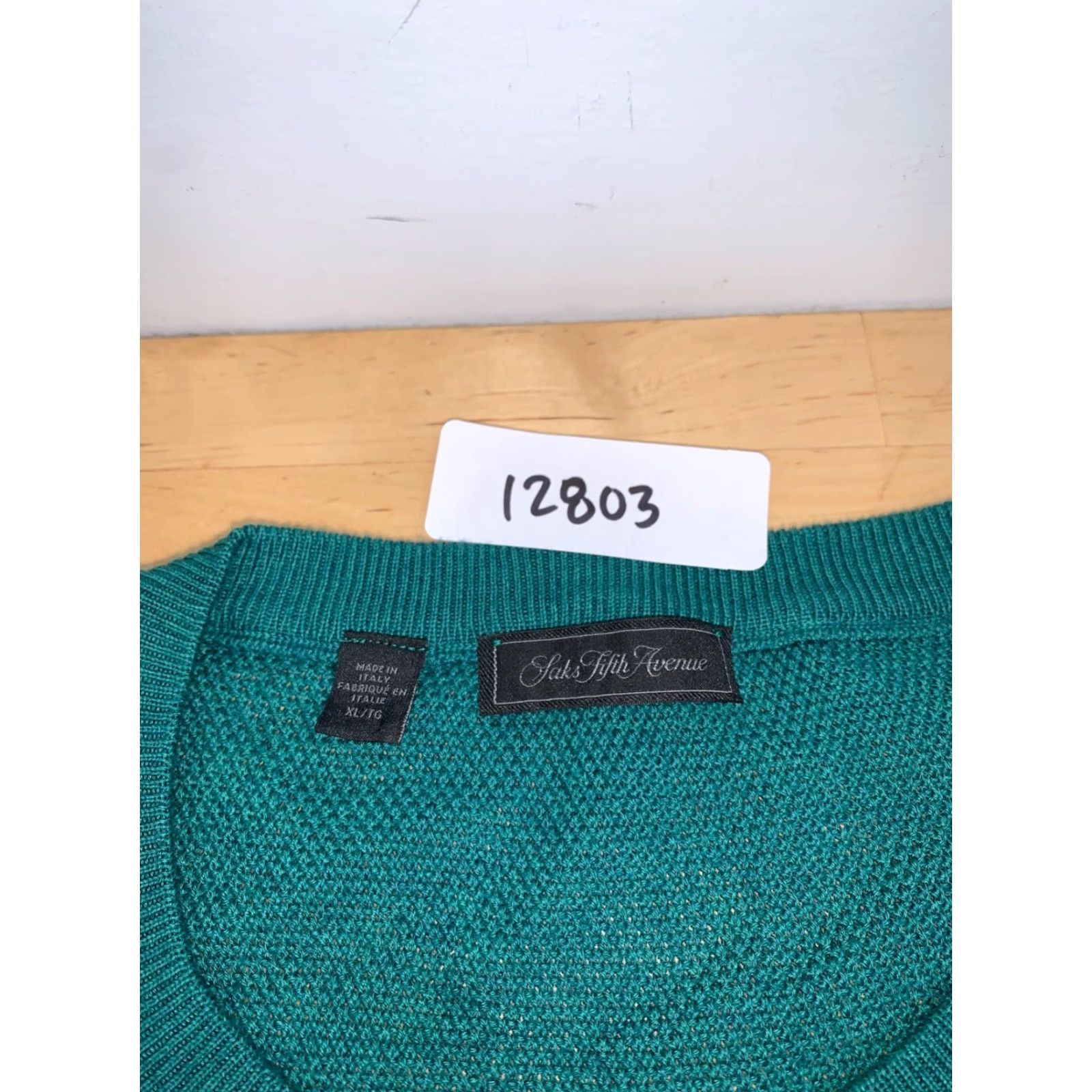 Saks Fifth Avenue Saks Fifth Avenue Sweater Men XL Wool Green Knit Crew Neck Pullover Size US XL / EU 56 / 4 - 2 Thumbnail