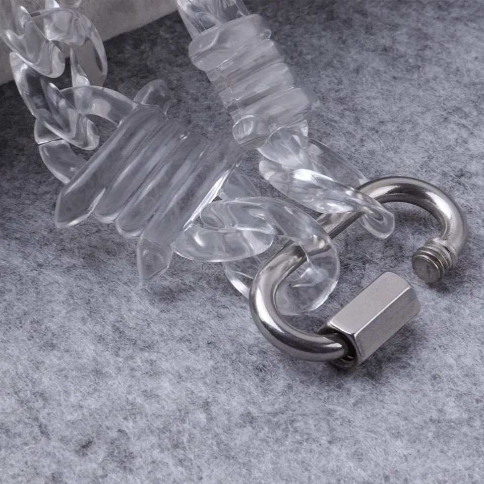 Jewelry FishSheep Rock Punk Transparent Acrylic ThornsChain Necklace Size ONE SIZE - 5 Thumbnail