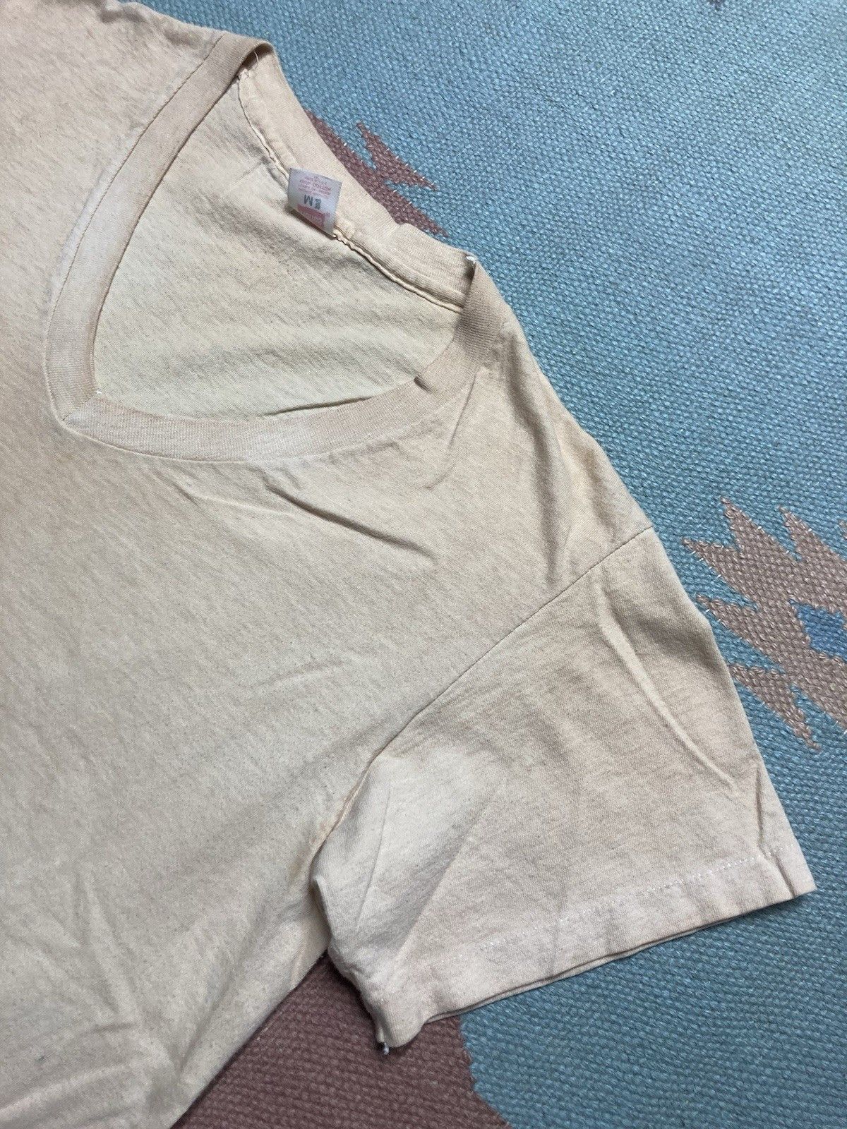 Hanes × Vintage 80s blank white t shirt Hanes v neck soft grunge cotton M Size US M / EU 48-50 / 2 - 6 Thumbnail