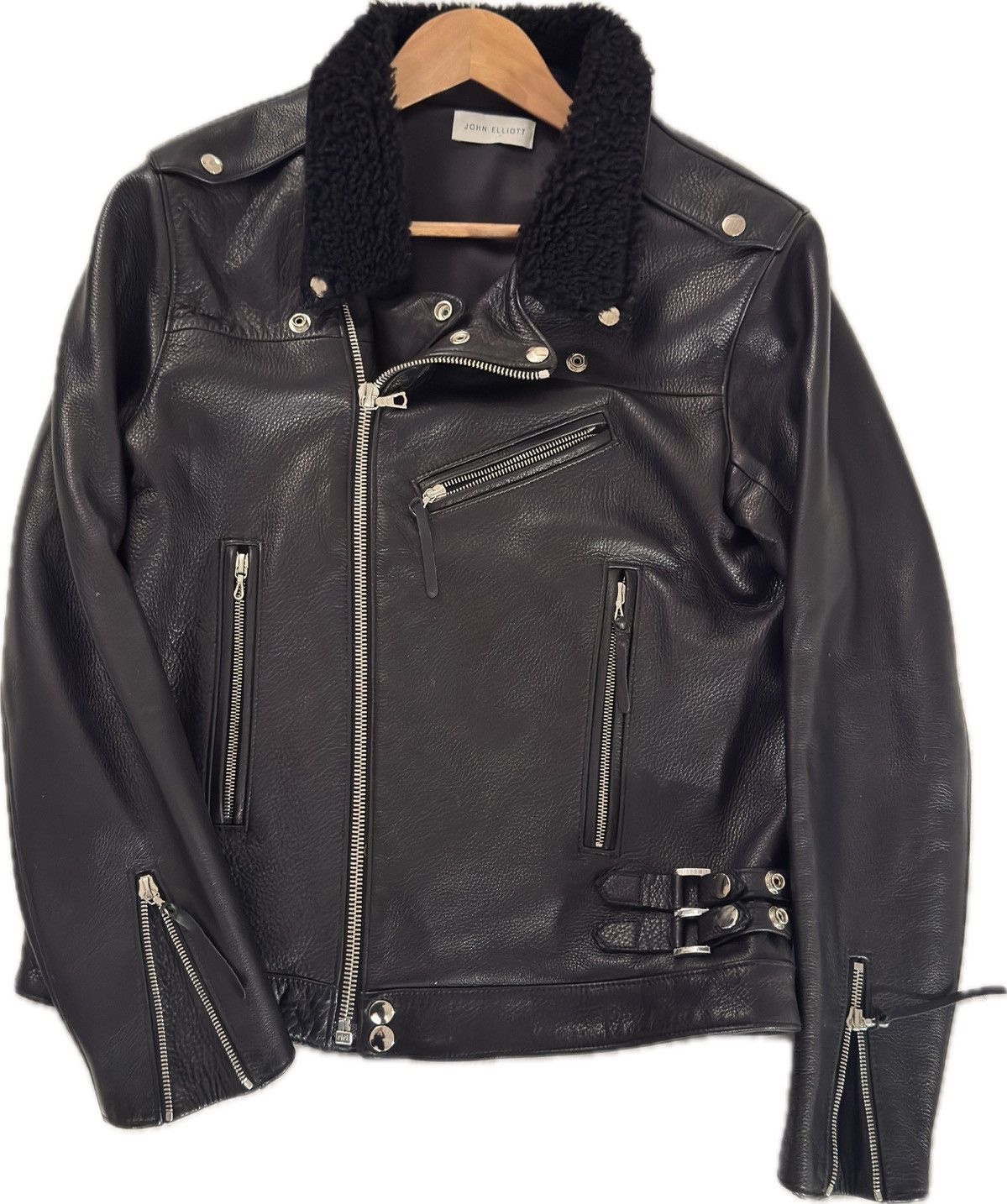 John Elliott John Elliott Shearling-Collar Leather Biker Jacket - rare Size US M / EU 48-50 / 2 - 3 Thumbnail