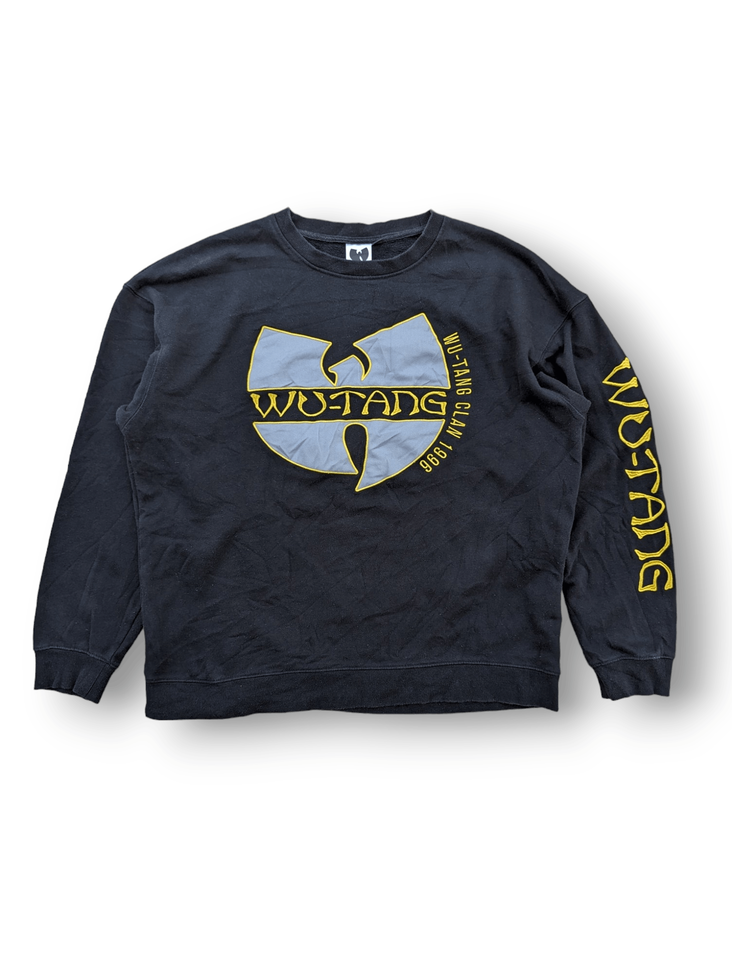 image of Rap Tees x Wu Tang Clan Wu-Tang Clan 1996 Embroidery Logo Sweatshirt in Black, Men's (Size XL)