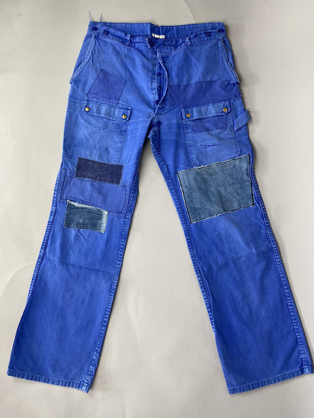 Japanese Brand × Le Laboureur × Vintage Vintage Blue Patched Workwear Trousers – 100% Cotton Size US 32 / EU 48 - 1 Thumbnail