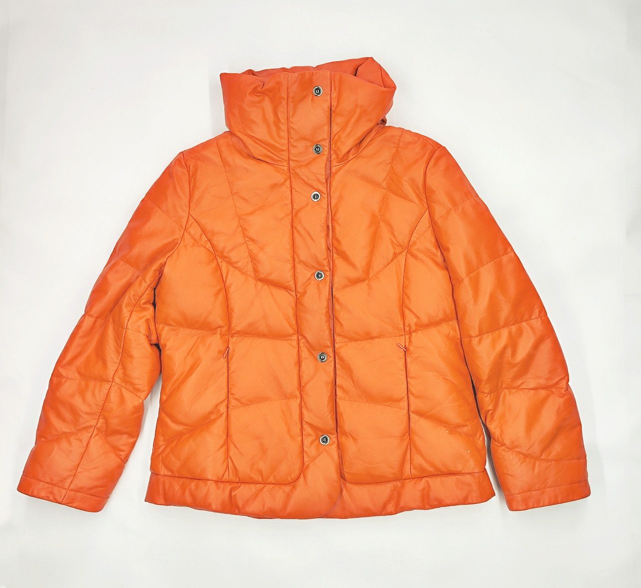 Leather YH KIM lamb skin orange leather puffer jacket Size M / US 6-8 / IT 42-44 - 1 Thumbnail