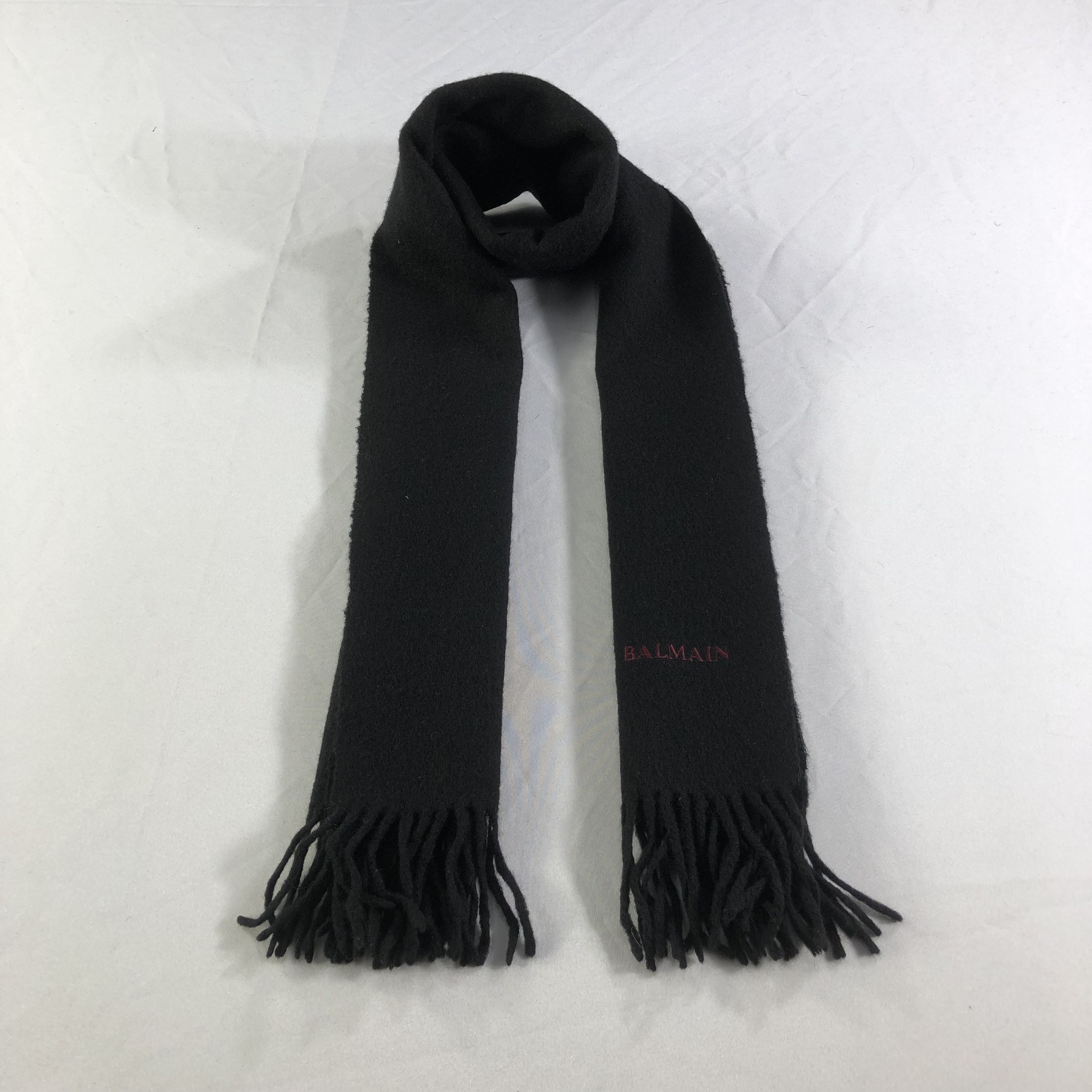 Pierre Balmain Pierre Balmain Plain Black Wool Scarf Muffler V1656 Size ONE SIZE - 1 Thumbnail
