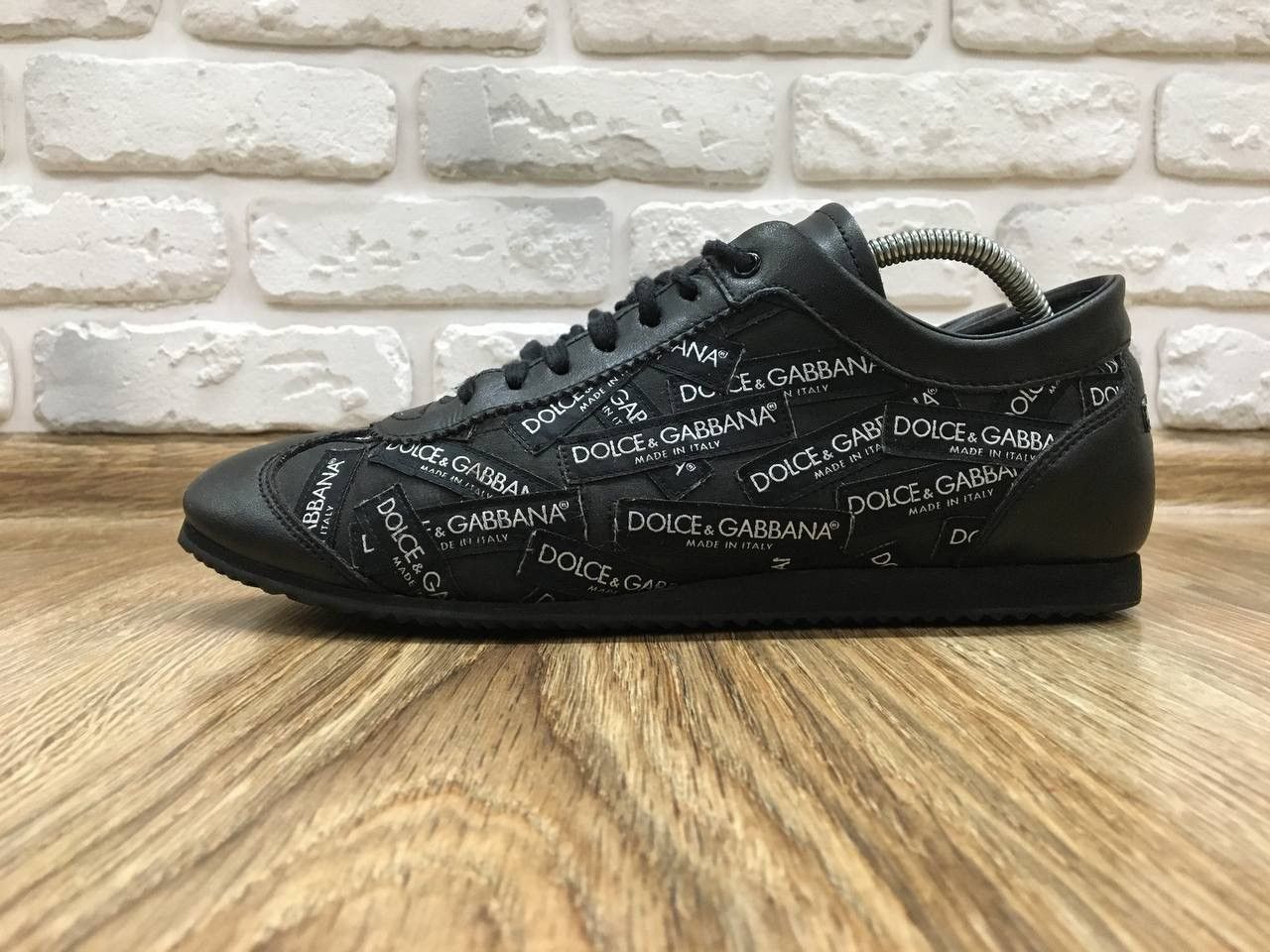 Dolce & Gabbana Dolce & Gabbana Logo Print Black Leather Sneakers EU 38 US 8 Size US 8 / IT 38 - 1 Thumbnail