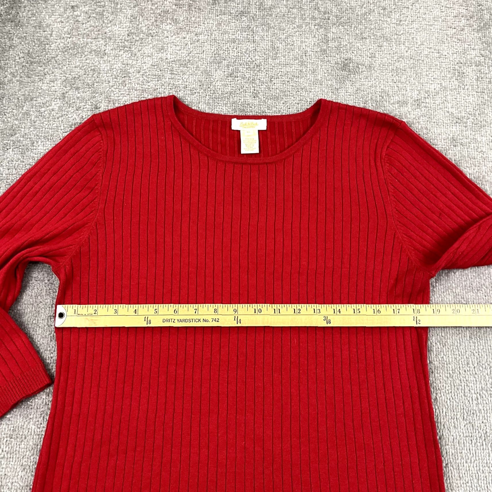 Vintage PECK & PECK Sweater Women XL Red Silk Cashmere Crew Neck 3/4 Pullover Size M / US 6-8 / IT 42-44 - 5 Thumbnail