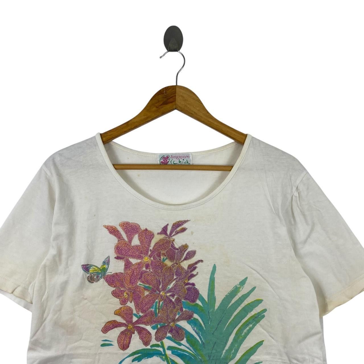 Vintage Vintage 90’ SINGAPORE ORCHIC Design Flower Tee Shirt Size XL / US 12-14 / IT 48-50 - 2 Thumbnail