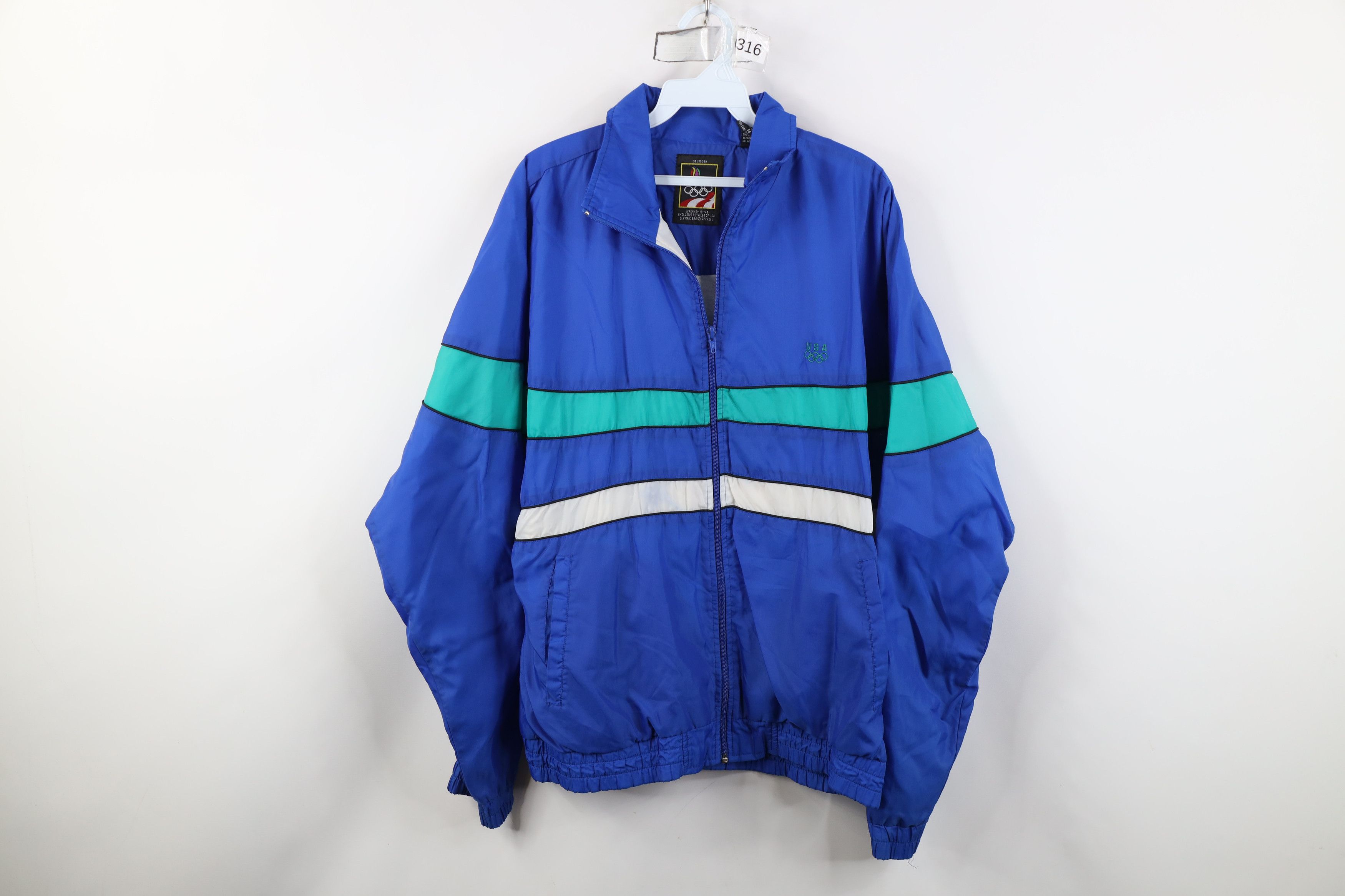 Vintage Vintage 90s USA Olympics Block Windbreaker Jacket Nylon Size US M / EU 48-50 / 2 - 1 Thumbnail