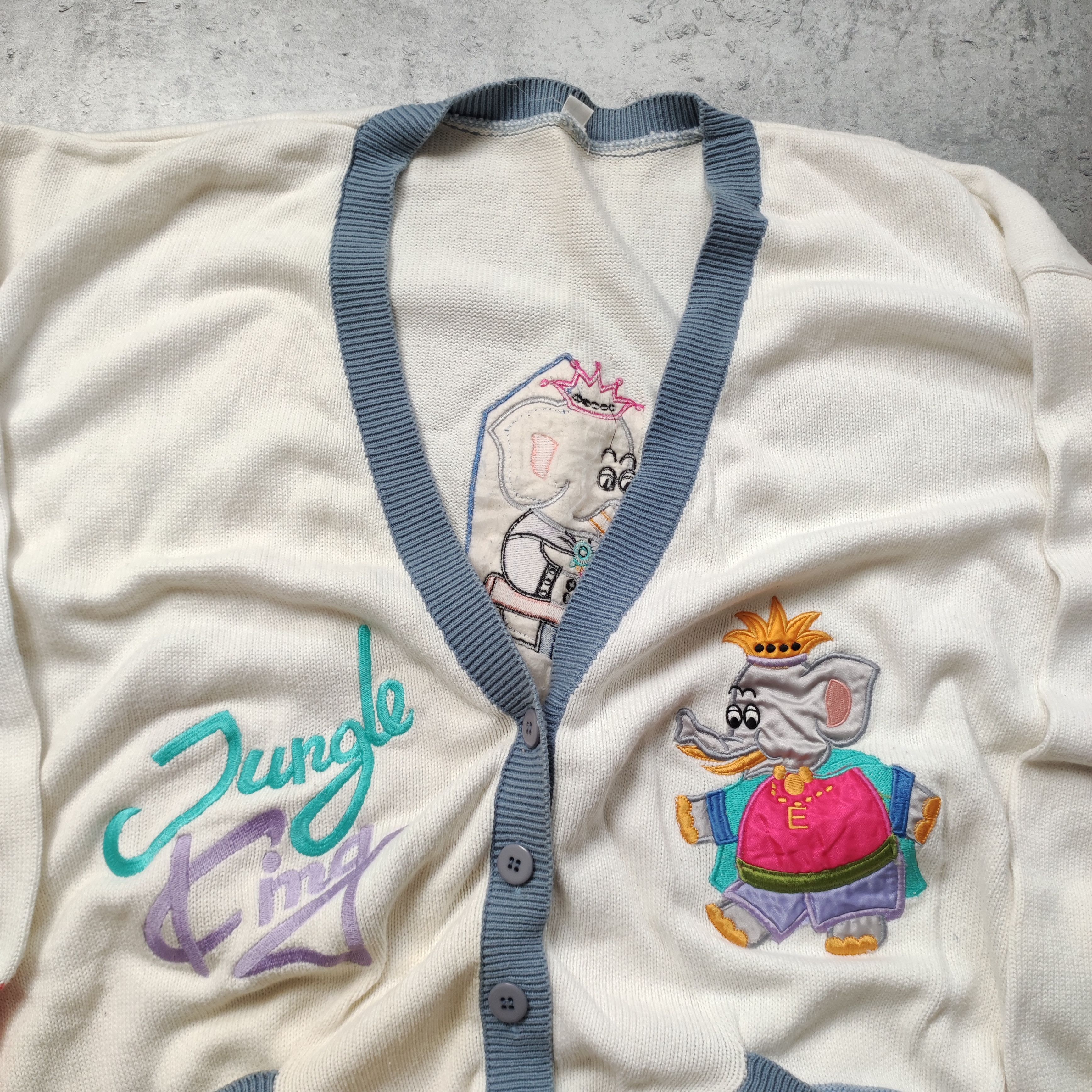 Vintage Vintage 90s RARE Elephant Jungle King Cardigan Sweater Size US XL / EU 56 / 4 - 5 Thumbnail