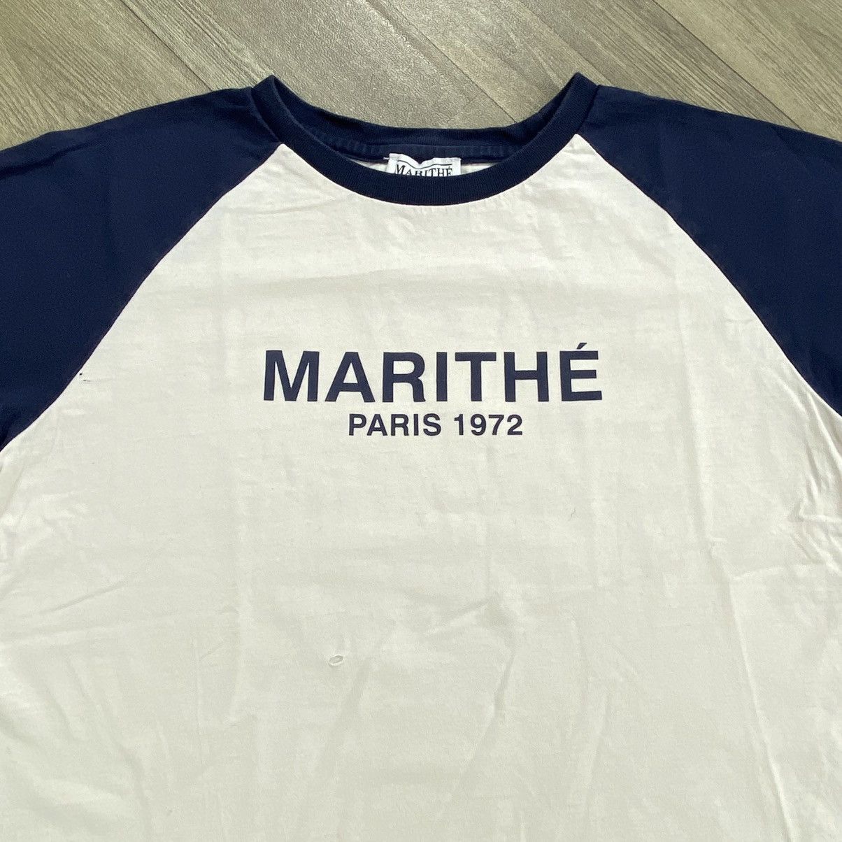 Marithe + Francois Girbaud Vintage Marithe Francois Girbaud Women Two Tone Cropped Tee Size M / US 6-8 / IT 42-44 - 2 Thumbnail