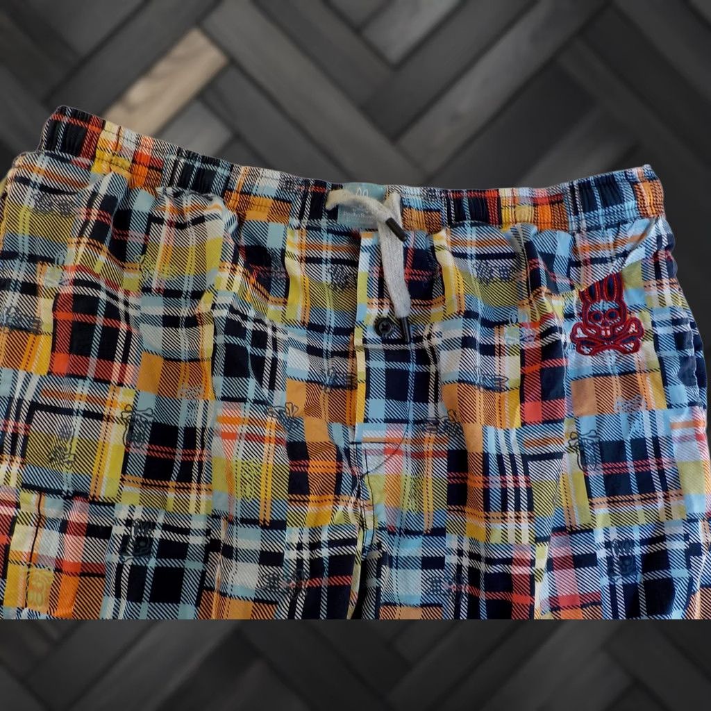 Psycho Bunny PSYCHO BUNNY Mens Elastic Waist/Drawstring Plaid Shorts Cotton Multicolor SZ L Bermuda Casual Pockets Logo 100% Cotton Size US 35 - 1 Thumbnail