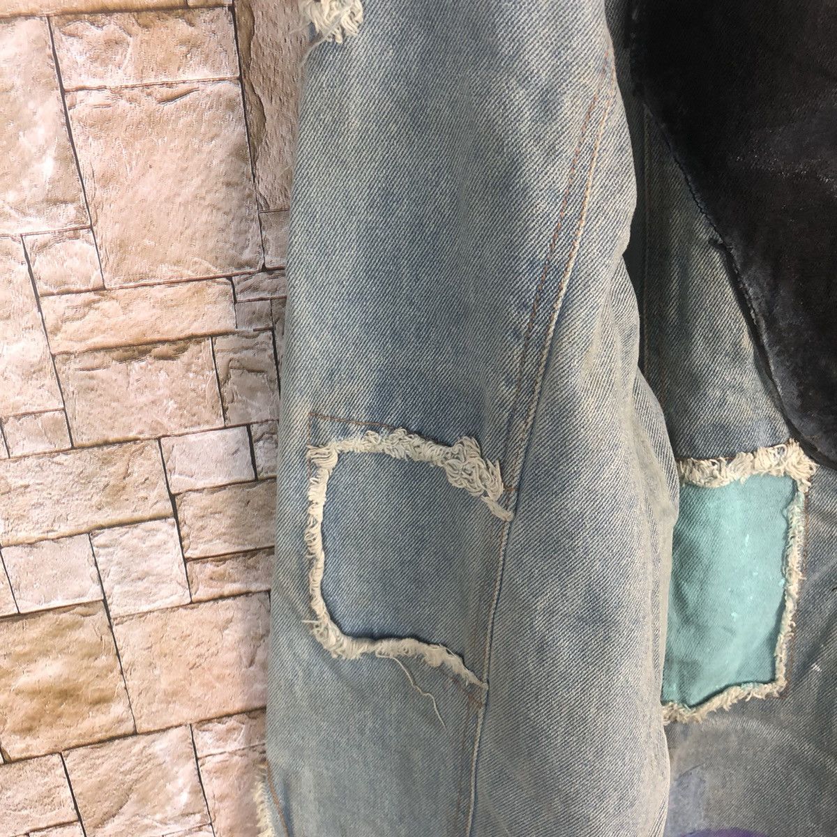 Japanese Brand Born To Wild Blue ripped patchwork Denim Jacket #A25 Size US XL / EU 56 / 4 - 20 Thumbnail