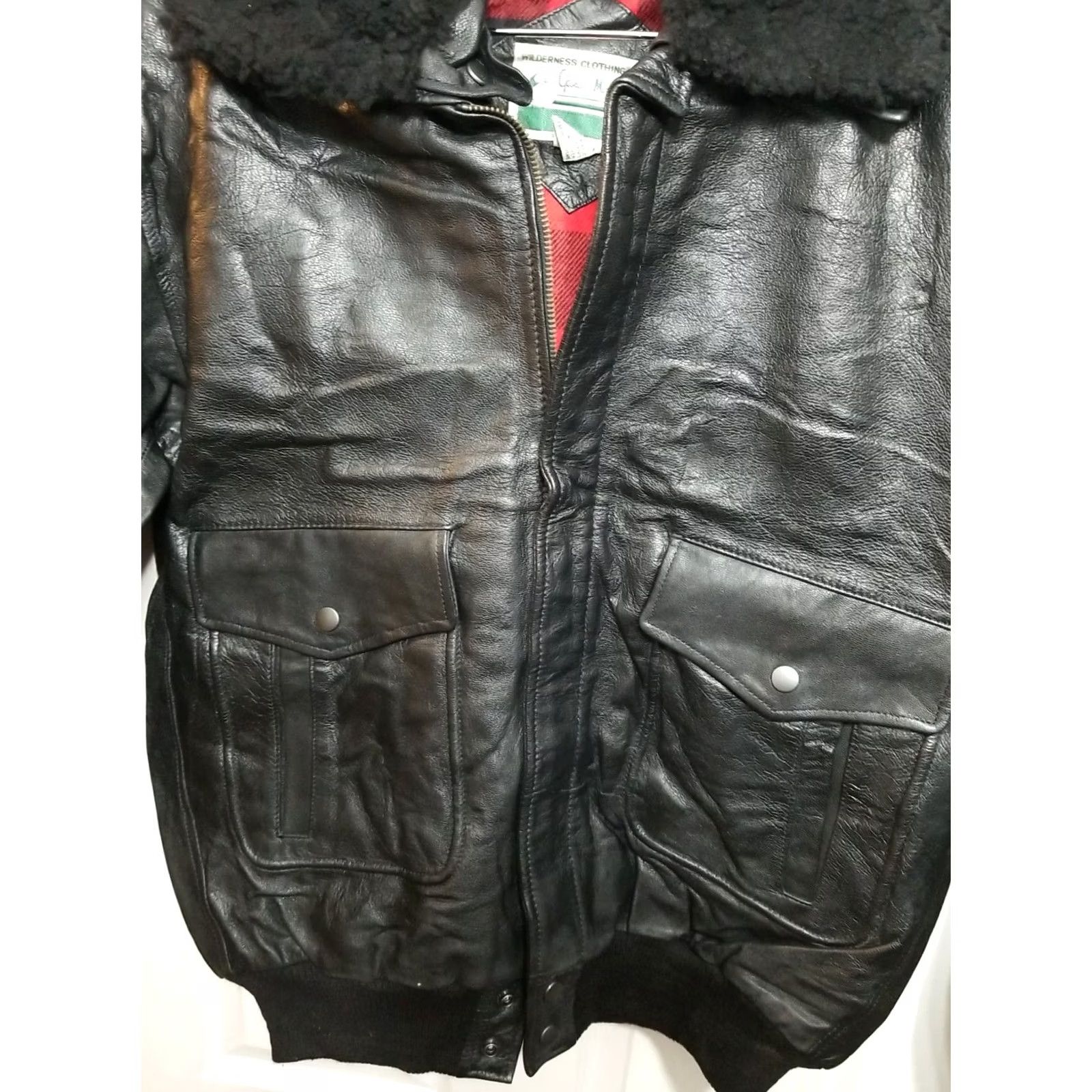 Skin VINTAGE Gander Mountain Leather Goat Skin Flannel Lined Jacket Sz 46 Mens Womens Chest 24.5 Length 26 Black Deadstock Size US S / EU 44-46 / 1 - 3 Thumbnail